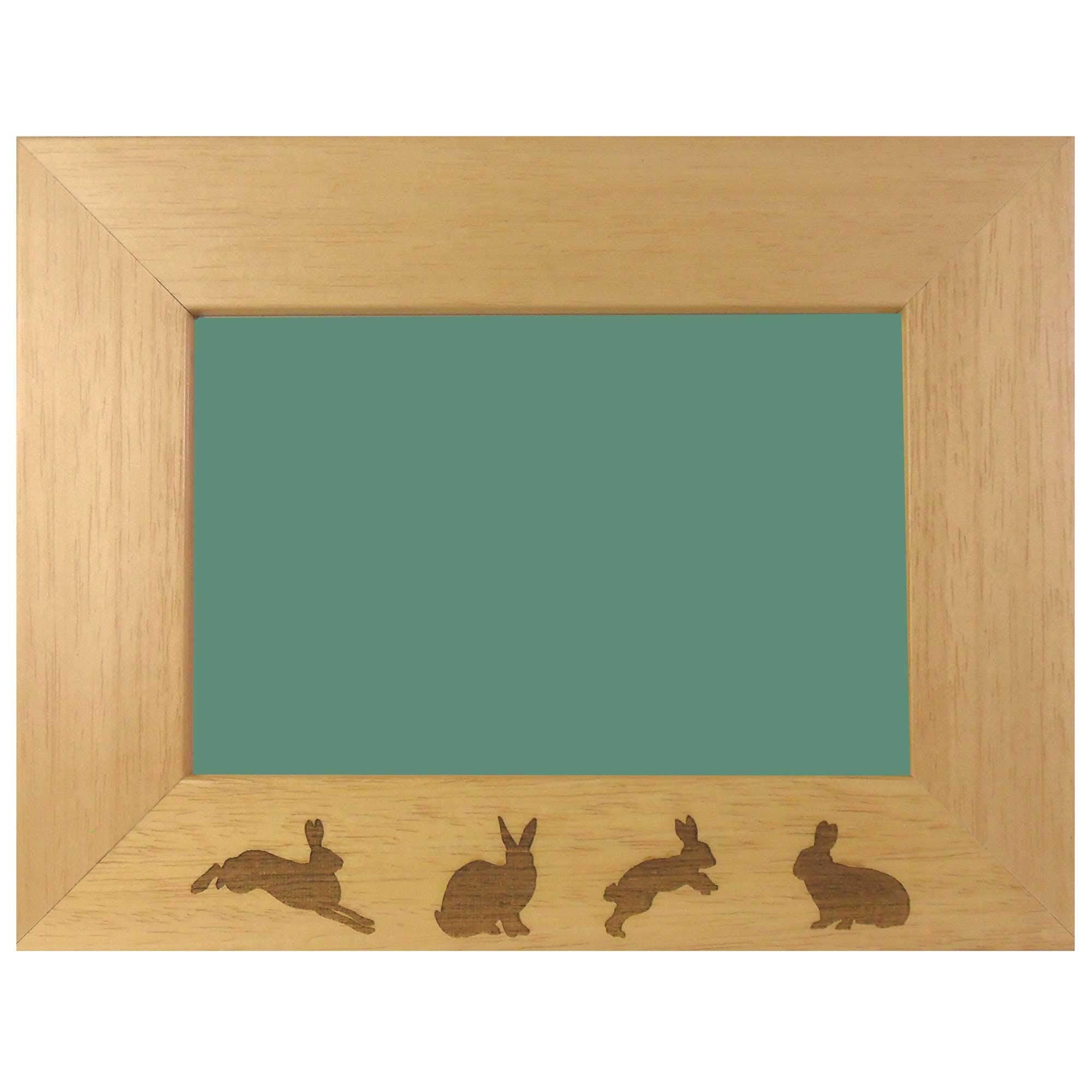 Bunny Rabbits Design Engraved Wooden Photo Frame 6x4 Easter Gift