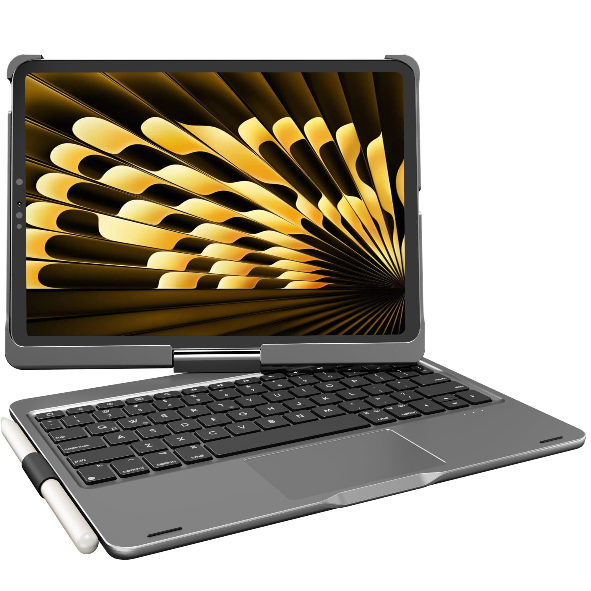 Wireless Keyboard Case for 2025 iPad (11th-10th) & iPad Air 11-inch (M3-M2)& iPad Air (5th-4th) & iPad Pro 11-inch (4th-1st): Rotatable Pencil Holder Trackpad Backlit, Space Gray