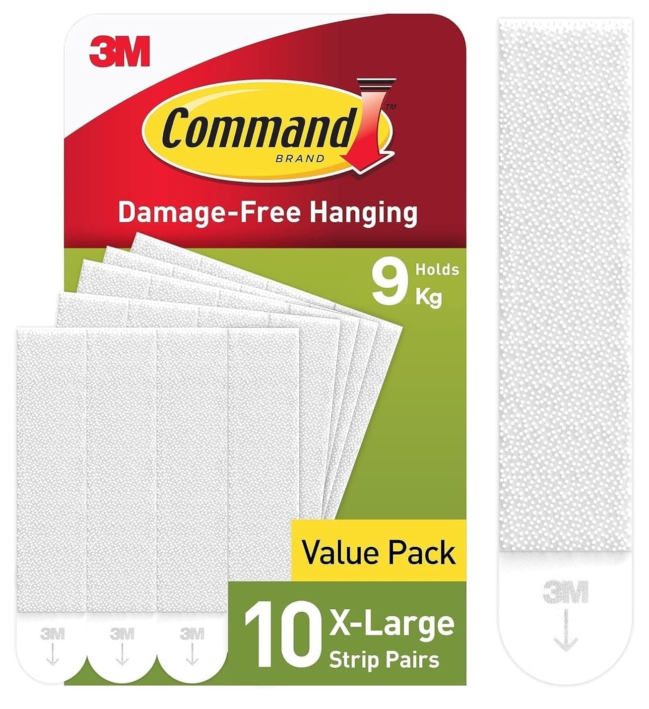 Command Picture X-Large Hanging Strips for Heavy Weight White color, 10 pairs/SIOC pack | Holds 22.5 kg whole pack | Organize | Decoration | No Tools | Holds Strongly | Damage-Free Hanging