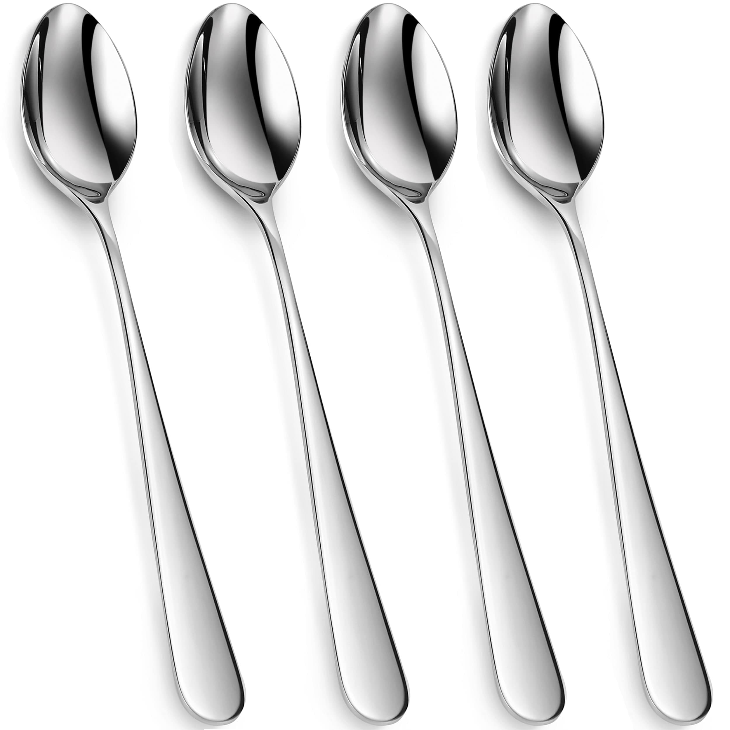 KEAWELL Premium 4-Piece Louise Long Handle Iced Tea Spoons, 18/10 Stainless Steel, Brilliant Mirror Finish, Teaspoons for Coffee, Cocktails, and Beverages, Dishwasher Safe (7.5 inch, 4)