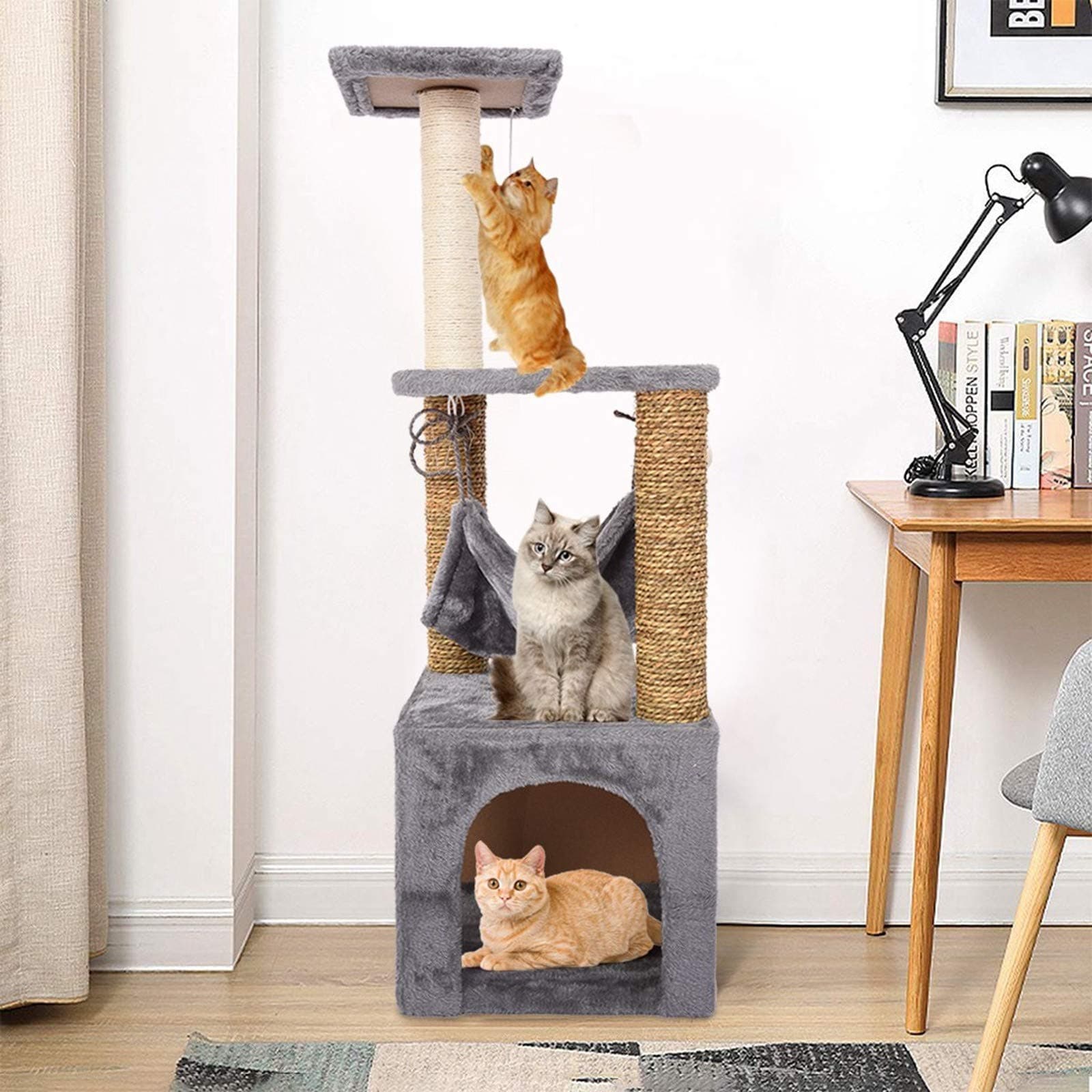Cat Tower Kittens Pet Play House Cat Activity Tree Condo Scratching Sisal Post
