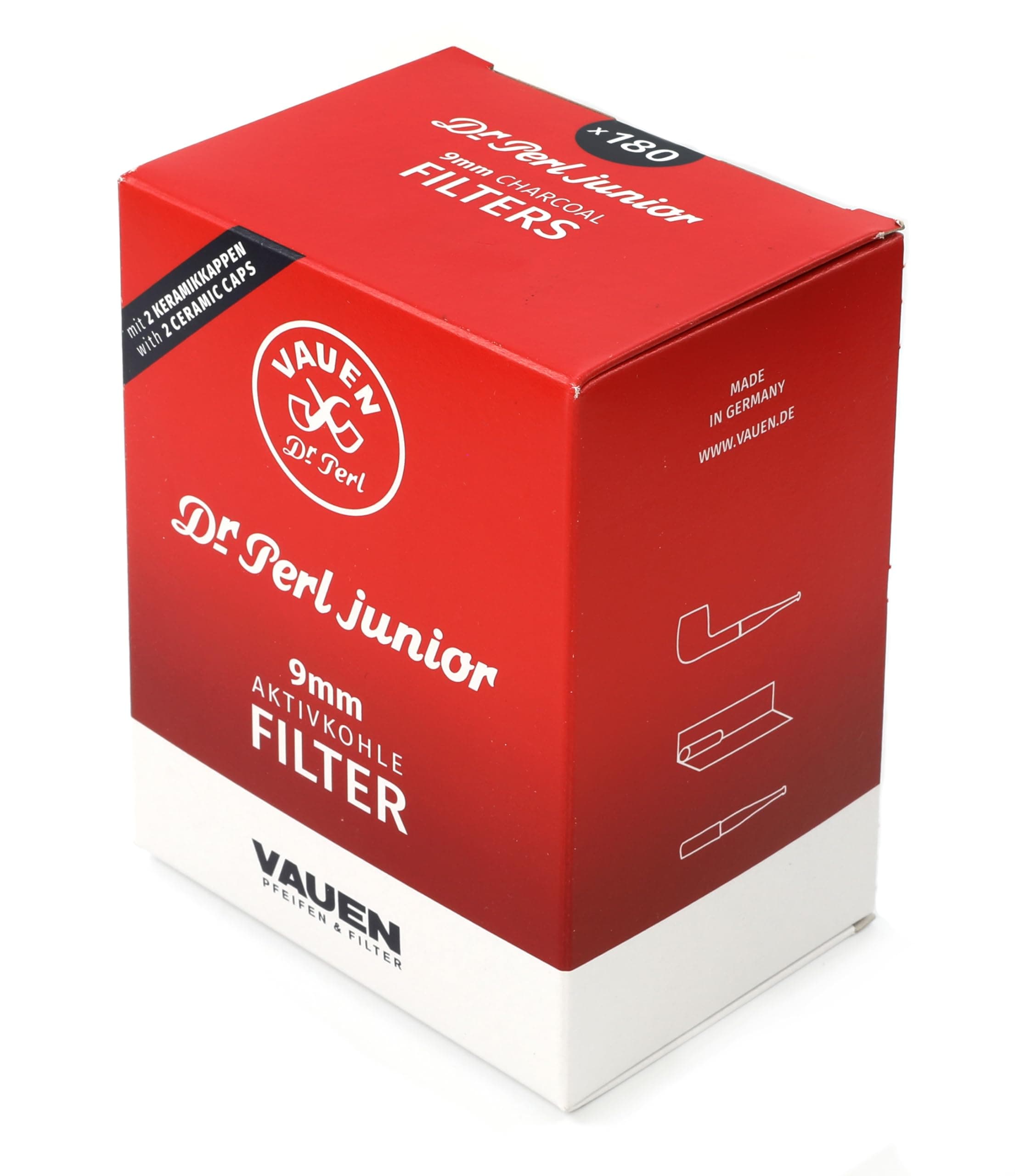 Junior Activated Filter Large-9 mm-Ju-Max 180-Vauen, Carbon, red, 3.6L x 3.5B x 0.9D cm