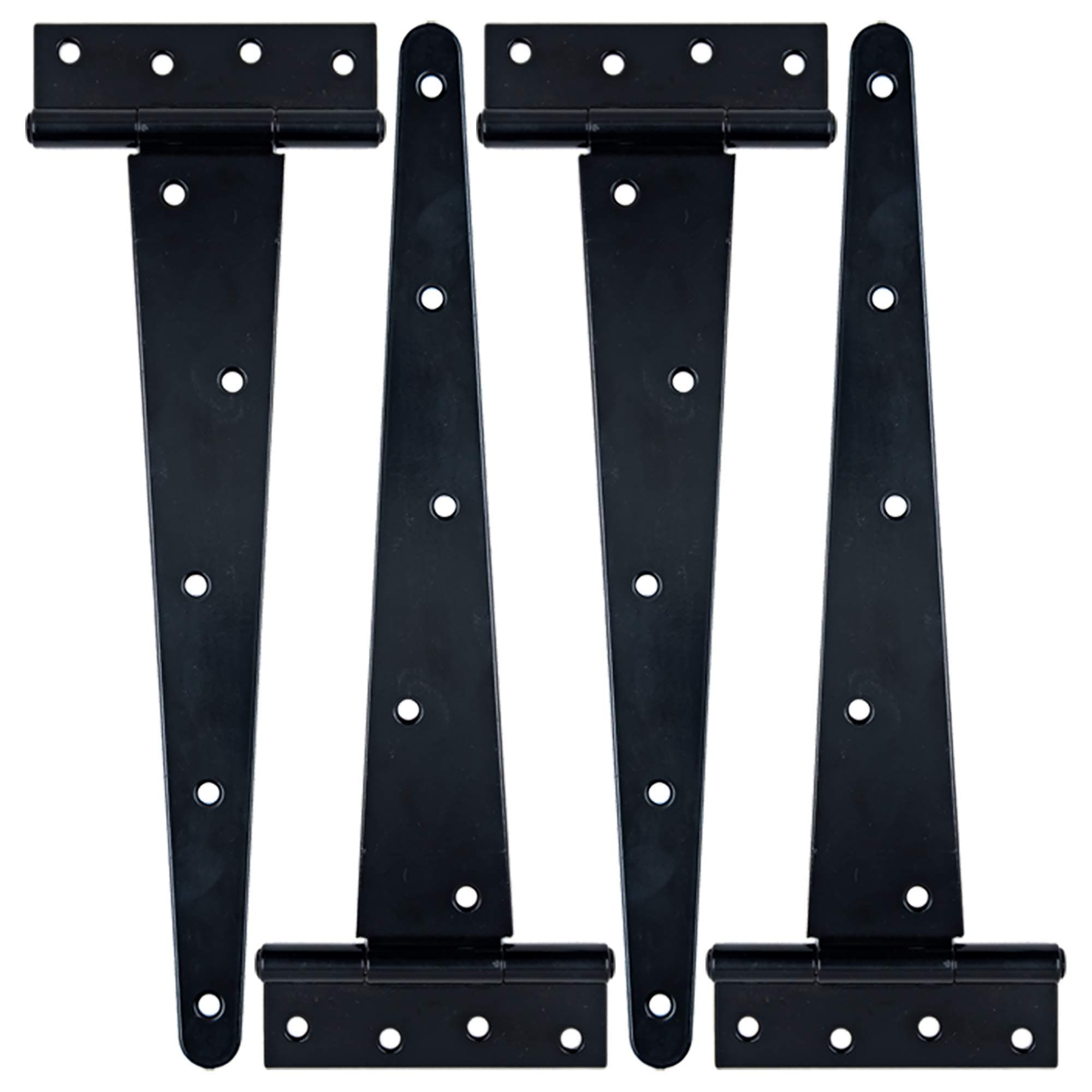 HLMxOptimo Heavy Duty Black Style Tee Hinge, Low Carbon Steel, Polished, 14x4.4x0.1inch, 154lb Capacity, 9 Holes, Model TH009391