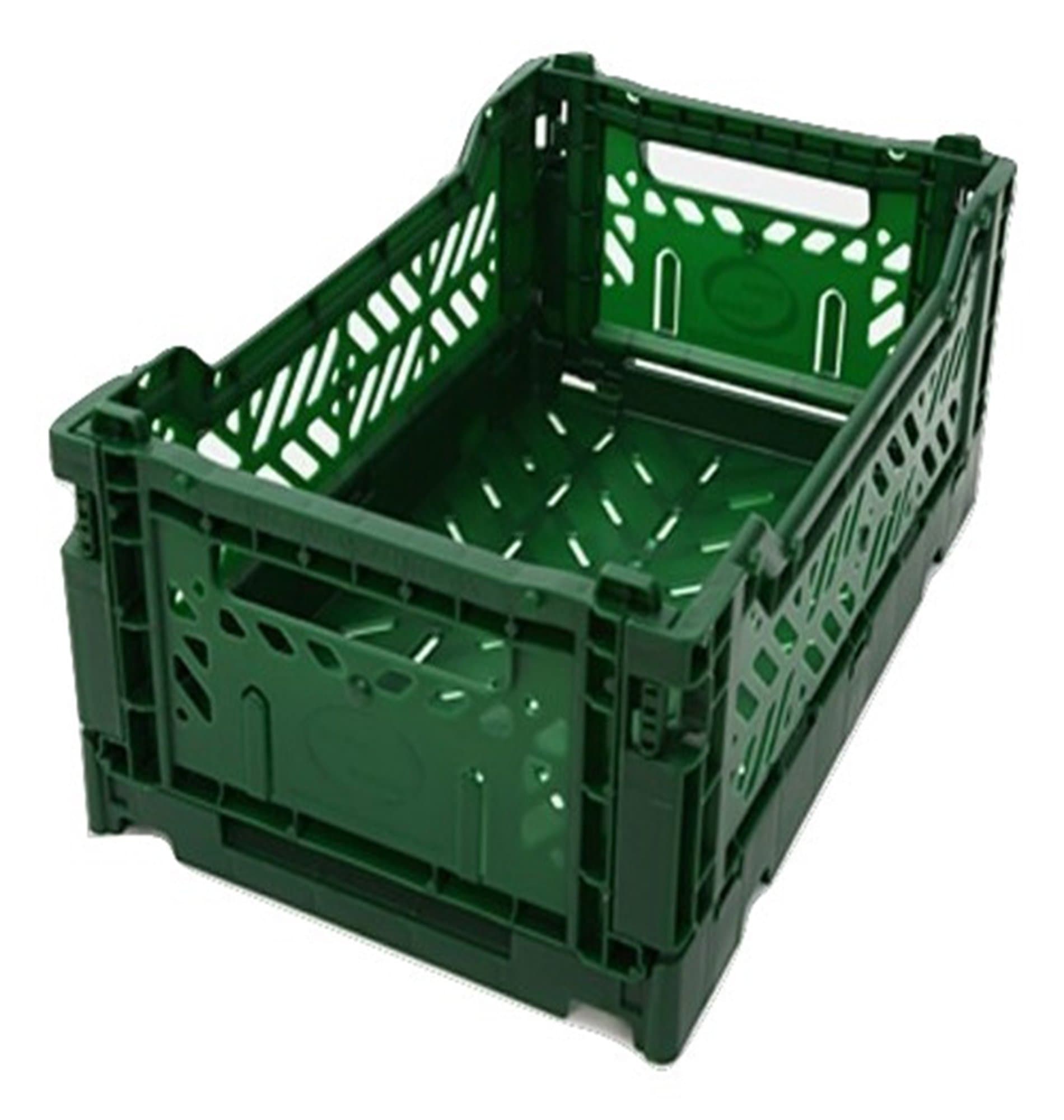 AYKASA Collapsible Storage Bin Container Basket Tote, Folding Basket Crate Container : Storage, Kitchen, Houseware Utility Basket Tote Crate Mini-Box (Dark Green)