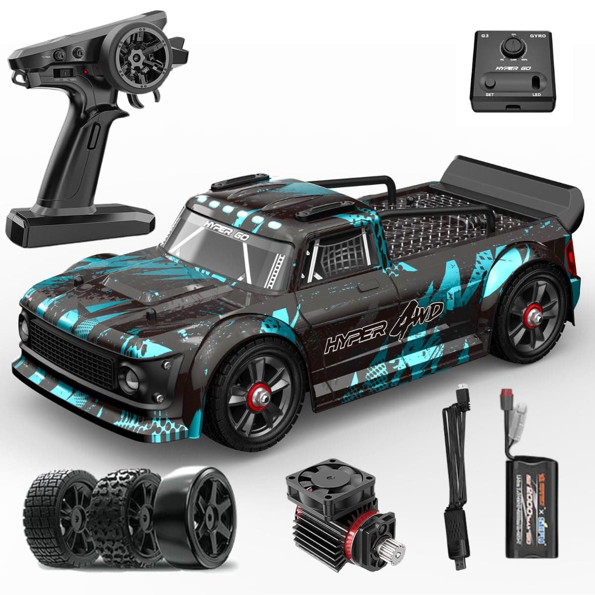 MJX Hyper 14301 Brushless RC Car, 1:14 4WD Drift/Rally Truck, 55 km/h High Speed RC Car for Adults, CNC Chassis & Oil Shocks, Brushless RC for Adults, 3S Compatible Electronics, 4x4 Off Road Gift