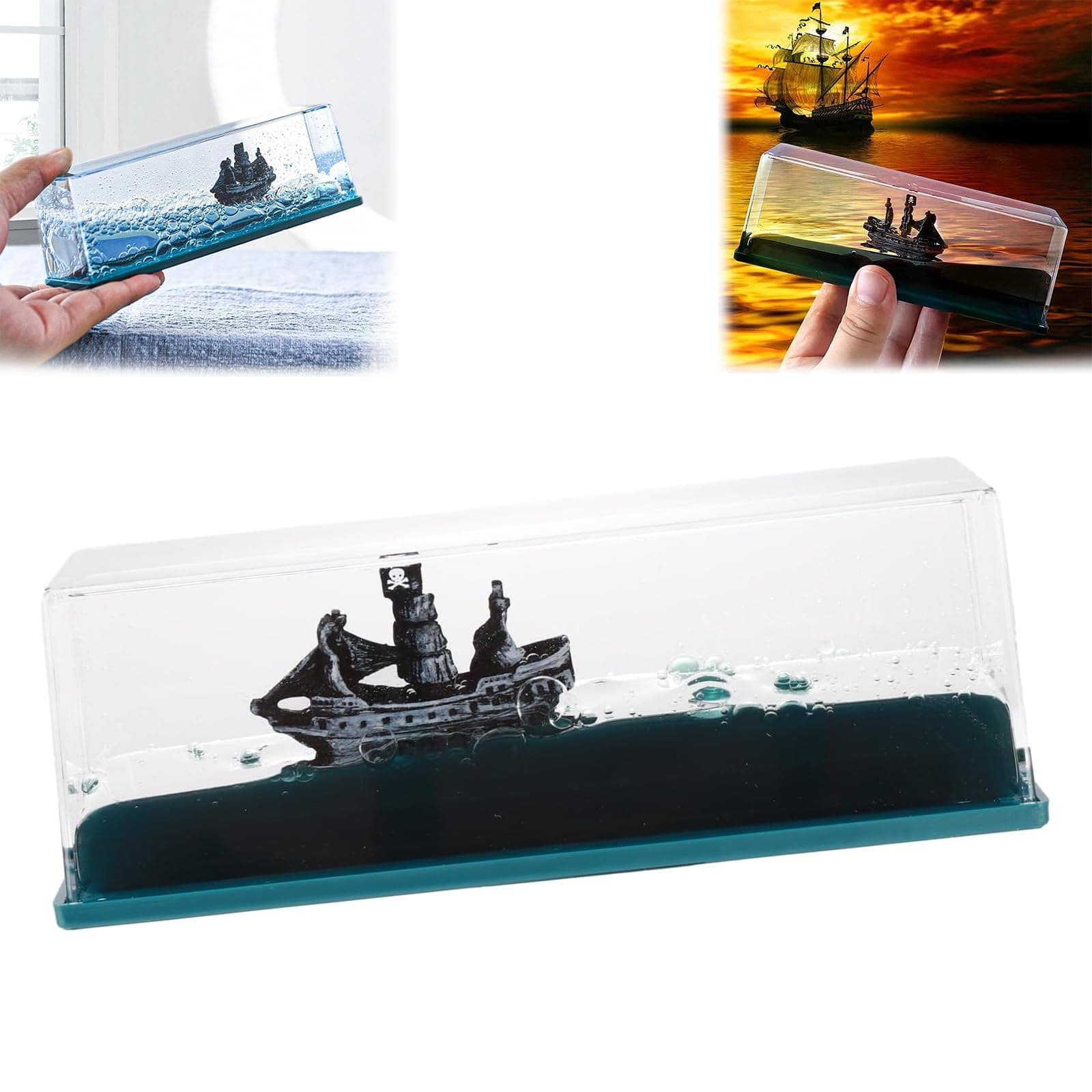 Cruise Ship Fluid Drift Bottle, Unsinkable Boat in a Box, Titanic Model Liquid Wave Decoration, That No Longer Sinks Toy, for Car Display Cases and Gifts-A