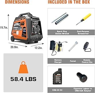 GENMAX Fuel Injection Generator, 4600W ultra-quiet 159cc engine with Parallel and Series Capability, Electric & Remote Start with CO Alert and LED light digital display,EPA Compliant(GM4600iAEFIC)