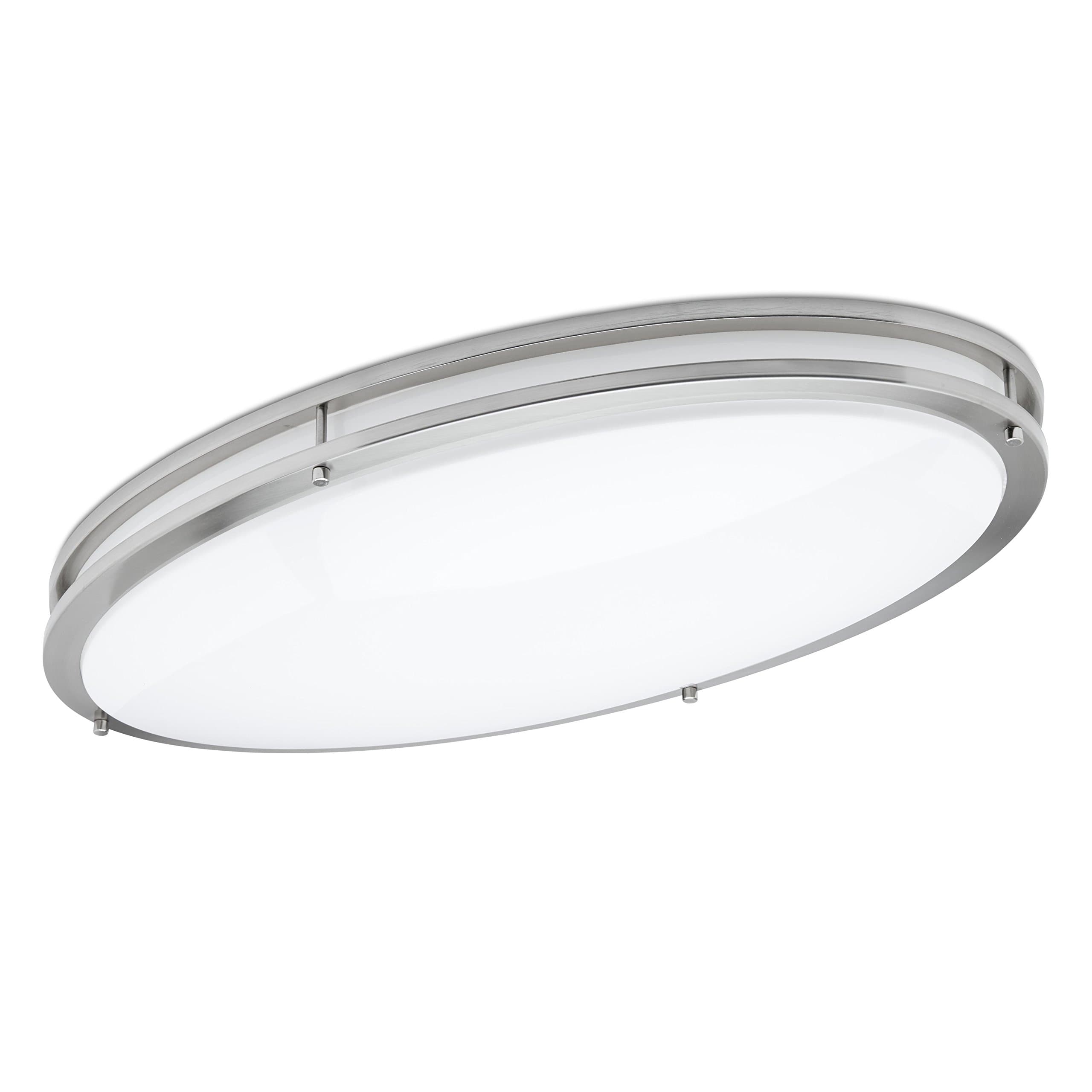 Green Beam 32 Inch Dimmable Brushed Nickel Oval Design LED Ceiling Mount Light Fixture, 2600 Lumen - Uses Only 35W - Energy Star Certified, Easy Installation (4000K Cool Light) | for Home or Office