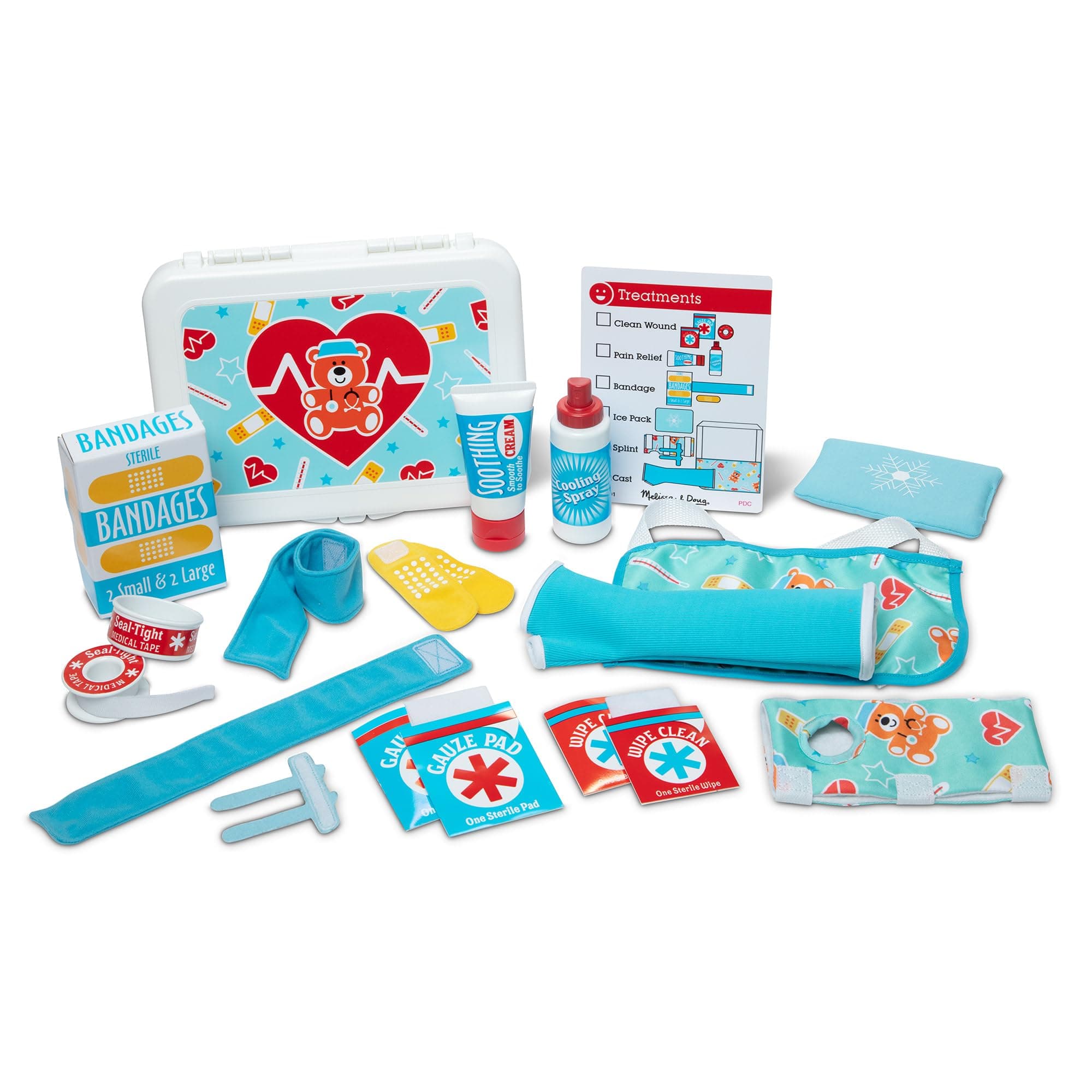 Get Well First Aid Kit Play Set – 25-Piece Pretend Play Medical Set with Bandages, Splint & Ice Pack – Interactive Role Play Toy for Kids Age 3 Plus