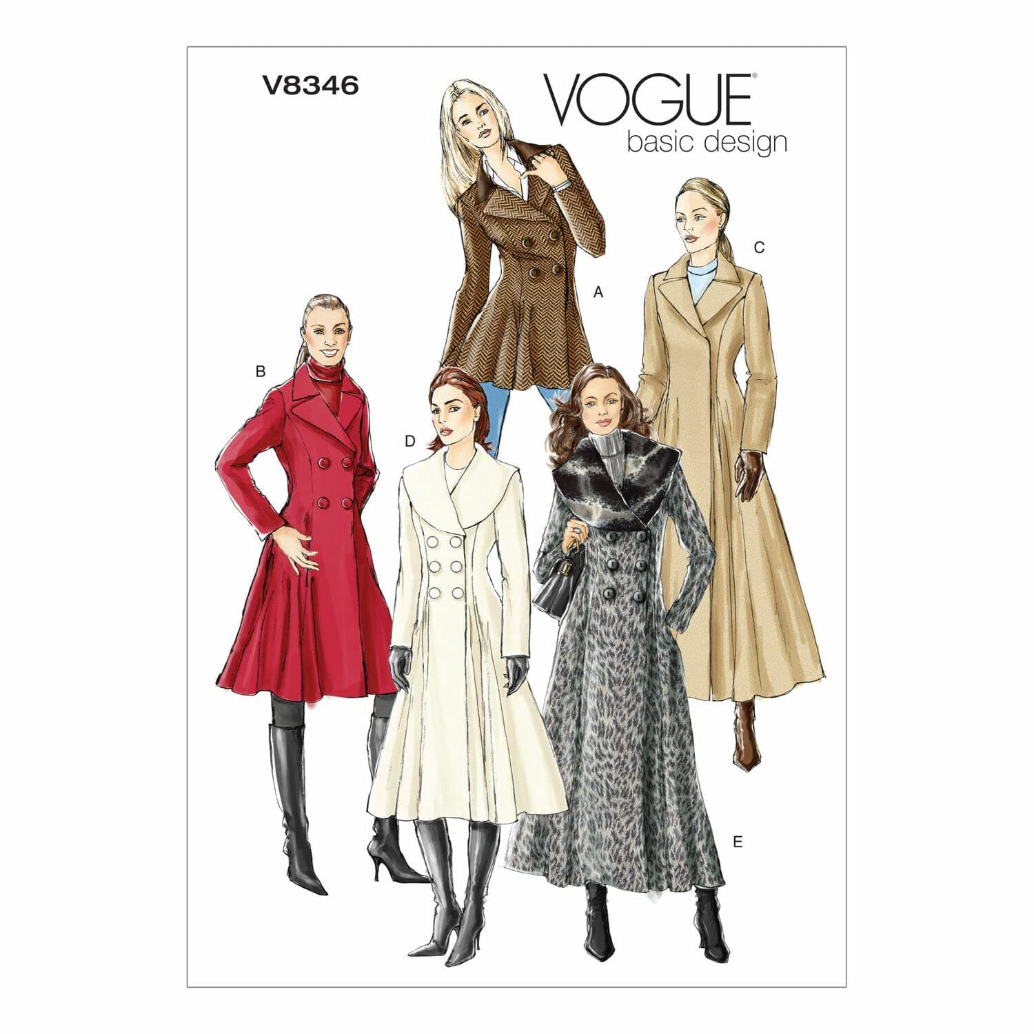 VOGUE PATTERNS V8346 Misses' Coat, Size A (6-8-10)