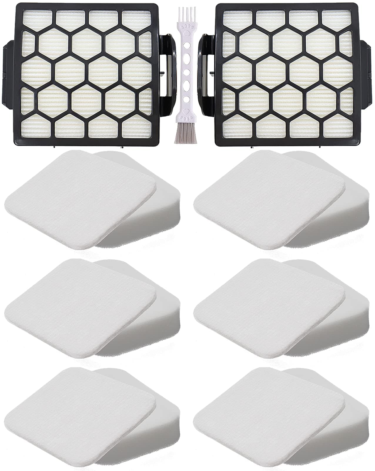 for Shark ZU62 ZU60 Navigator Zero-M Self-Cleaning Brushroll Pet Pro Upright Vacuum Replacement Filter Compare ZU62C NV150 NV151 NV251 NV255 Part 1238FT60 1239FT60,2 Filter 6 Foam 6 Felt Kit