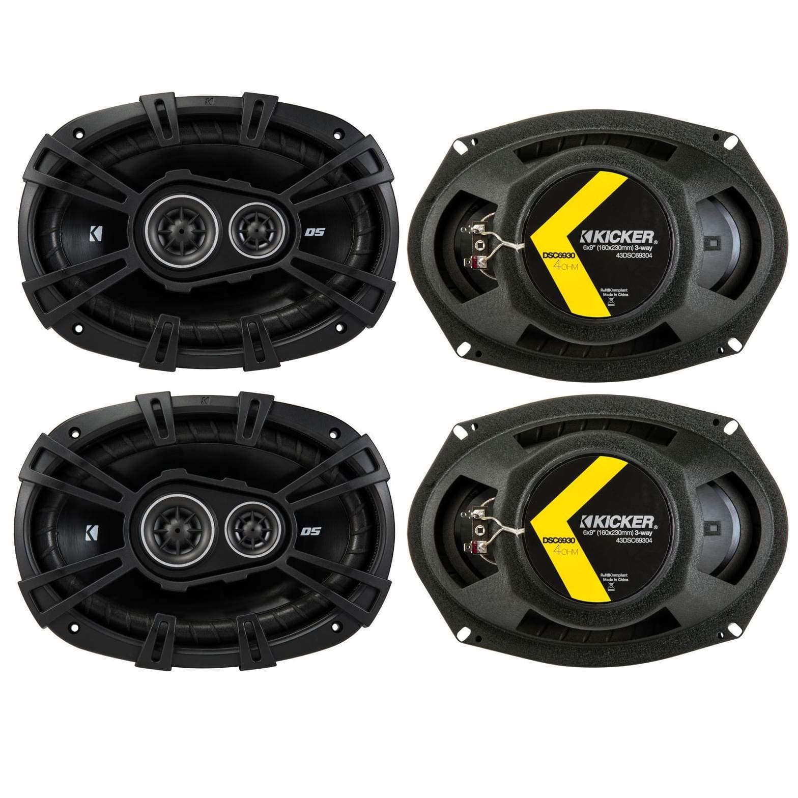 Speaker Package of 2 Items: Four 6"x9" DS Series Coaxial Speakers 4-Ohm - 2X 43DSC6504