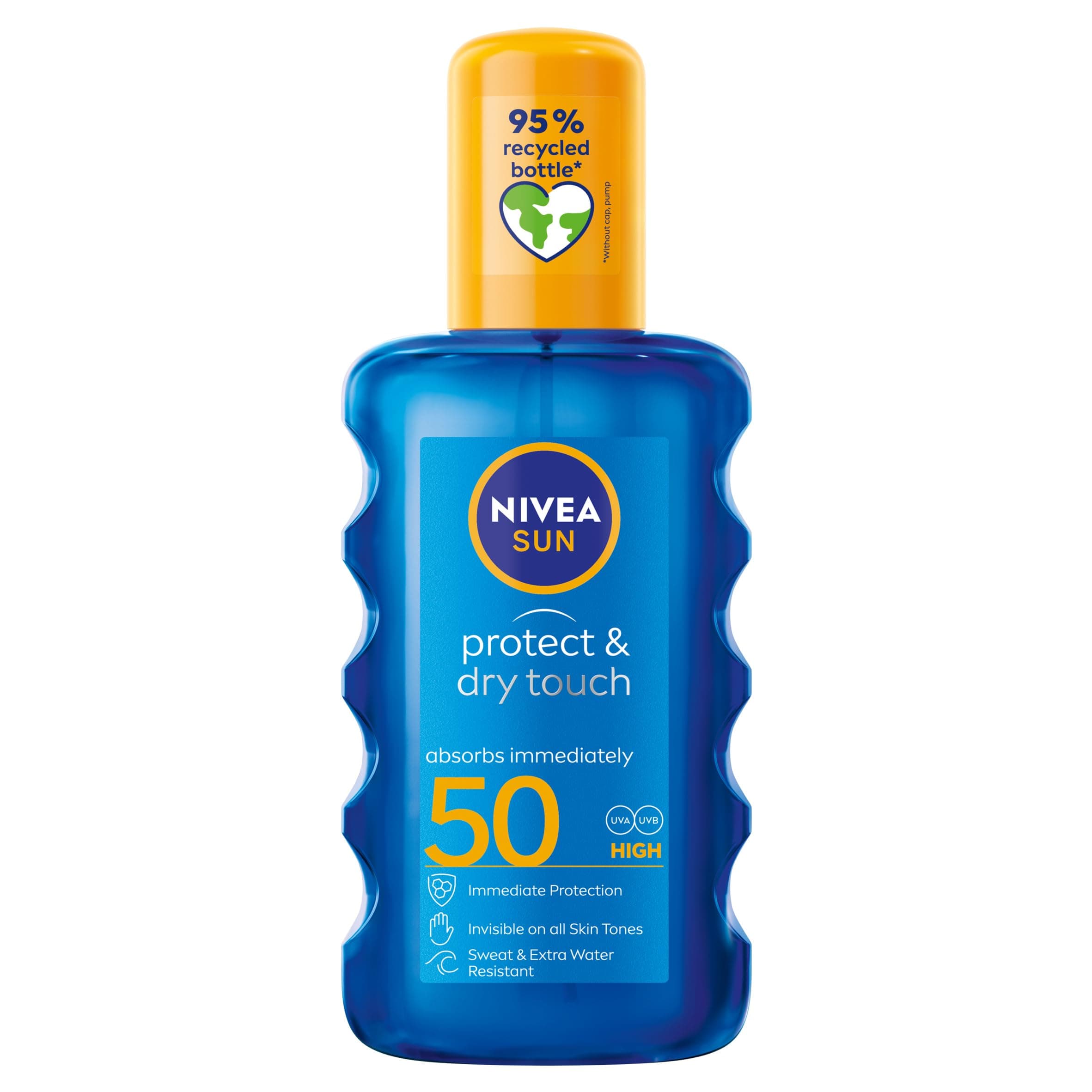 NIVEA SUN Protect & Moisture Sun Lotion SPF 20 (200 ml), Suncream with Vitamin C and Hyaluron, Provides 48H Moisture and Immediate UVA/UVB Protection, Fast-Absorbing, No White Cast Formula