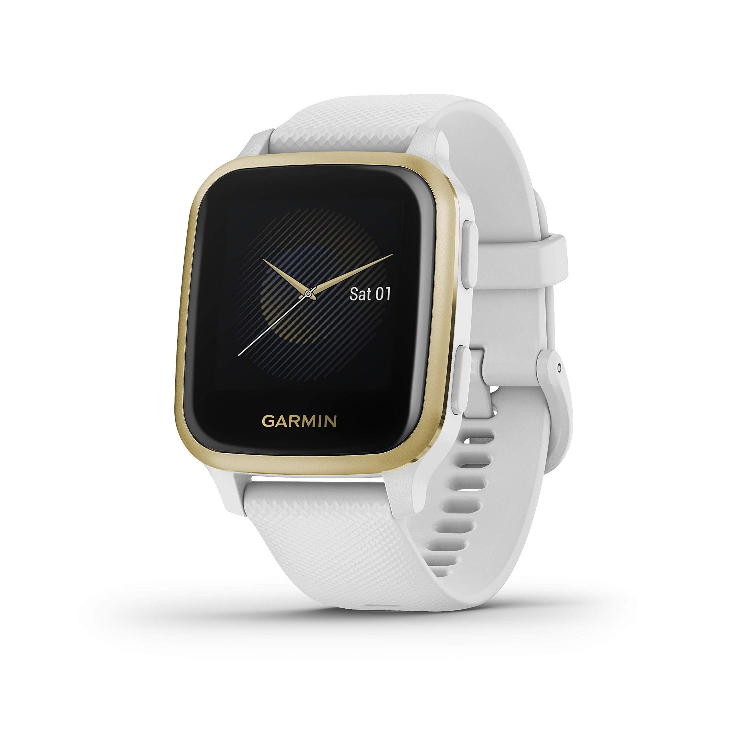 Garmin Venu Sq, GPS Smartwatch with Bright Touchscreen Display, Up to 6 Days of Battery Life, Light Gold and White