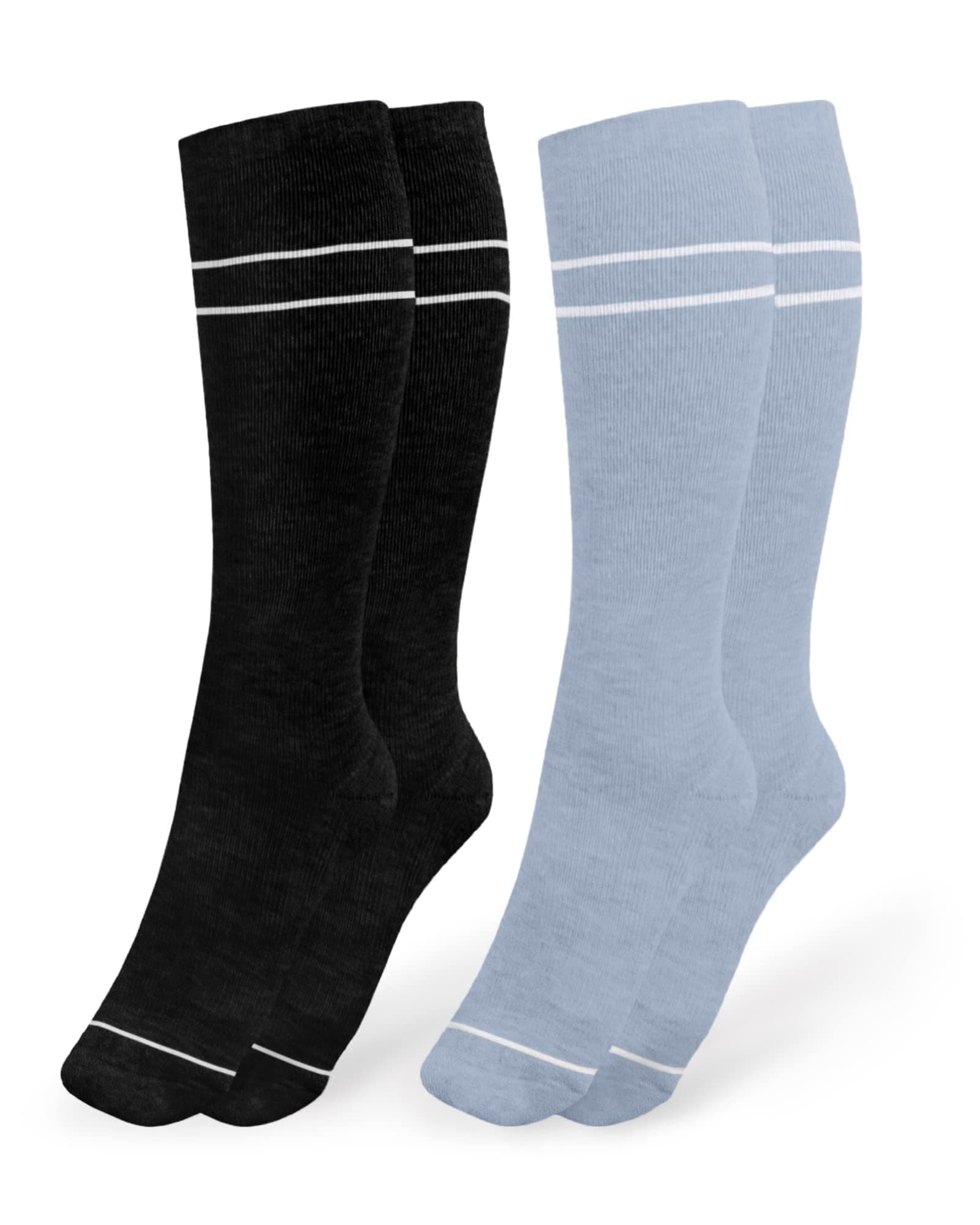 Kindred Bravely Maternity Compression Socks 2-Pack | 20-30 mmHg Compression Socks for Pregnancy (Stone Blue & Black, Large)