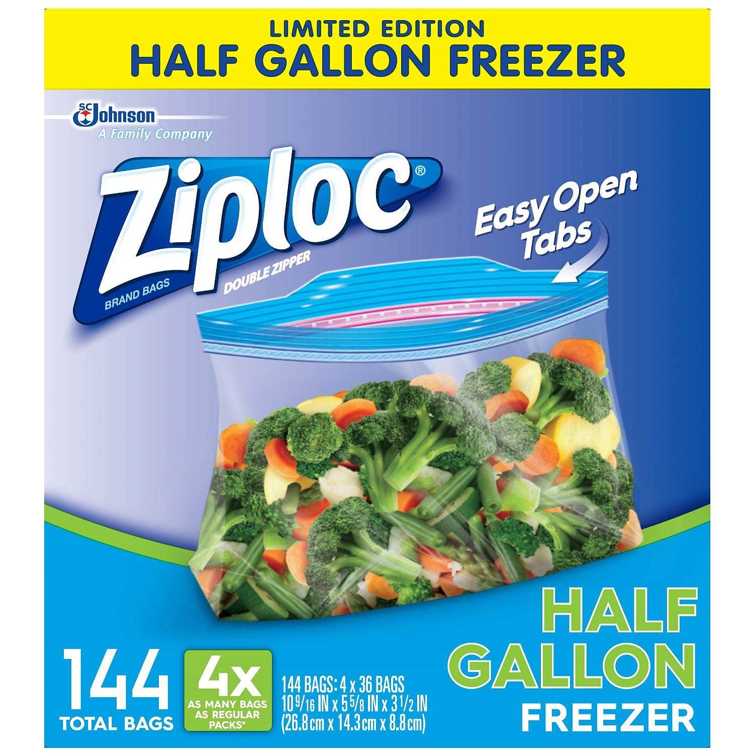 Ziploc Half gallon Disposable Freezer Bags, 144Count