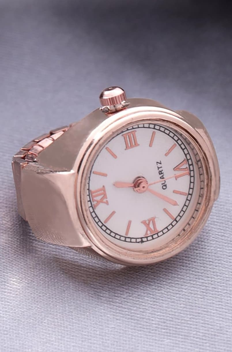 Analog Watch Dial Stretchable Adjustable Finger Rings for Women