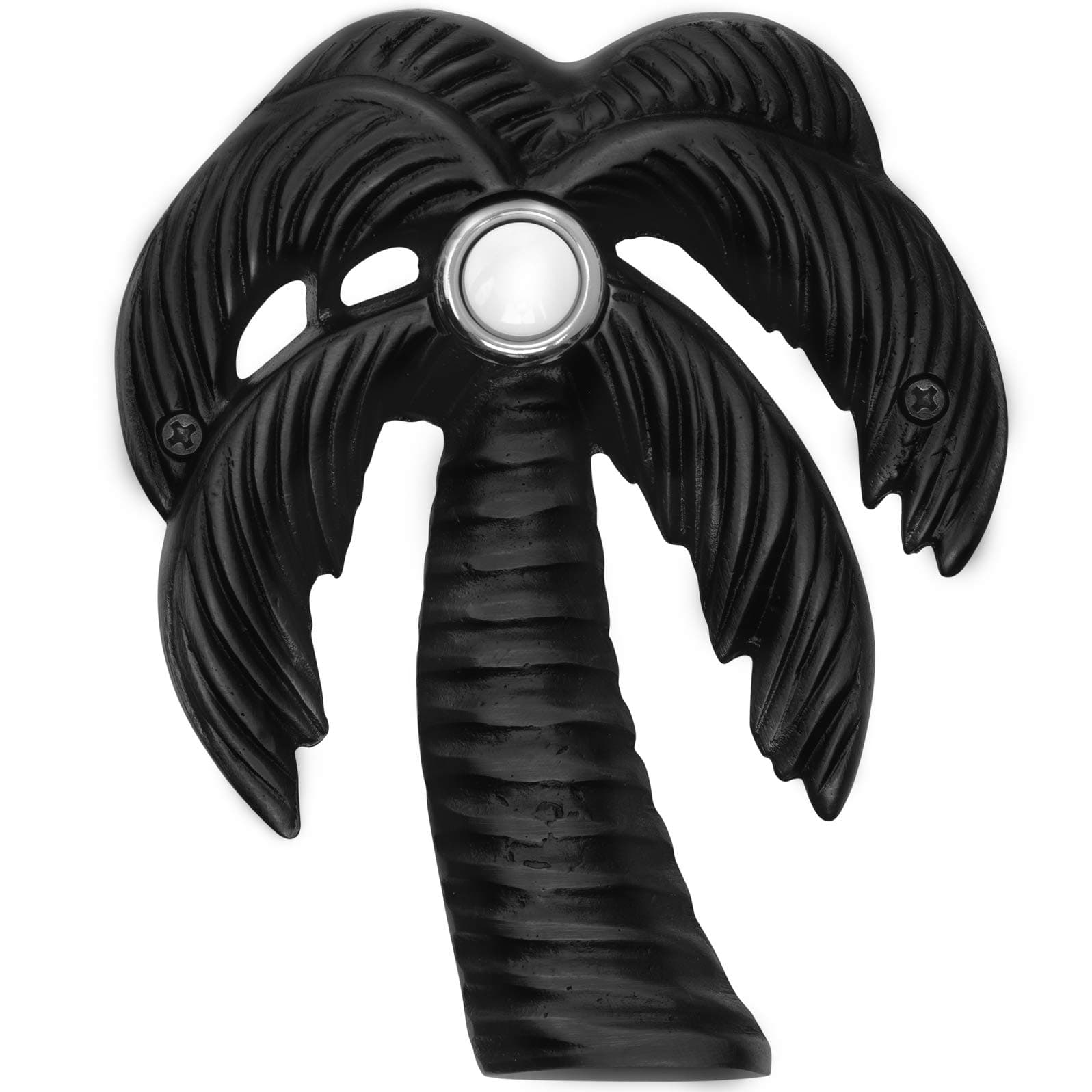 Waterwood Solid Brass Palm Tree Doorbell in Black - Wired & Illuminated Push Button from Environmentally Friendly Recycled Material