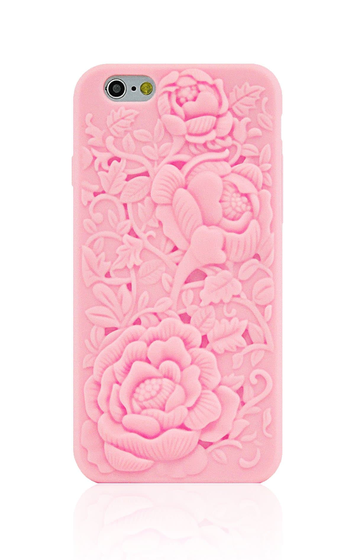iPhone 6 case, LiViTech(TM) 3D Flower Sculpture Soft case TPU Silicone Rubber Protective Cover for Apple iPhone 6 (4.7) (Pink)