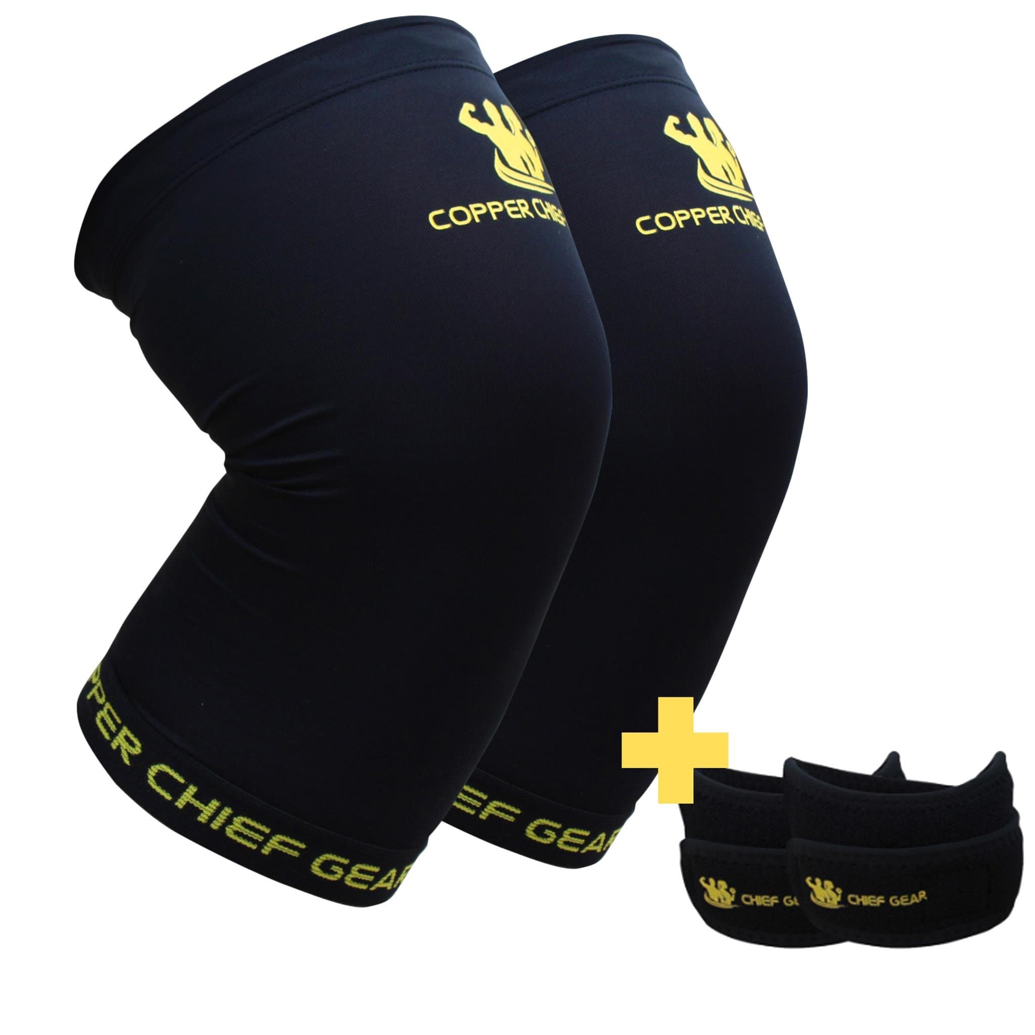 Copper Chief Gear Copper Knee Braces (1 Pair) with Free Patella Knee Braces (1 Pair) - Guaranteed Best Copper Infused Fit - Compression & Recovery Sleeves - Both Men & Women