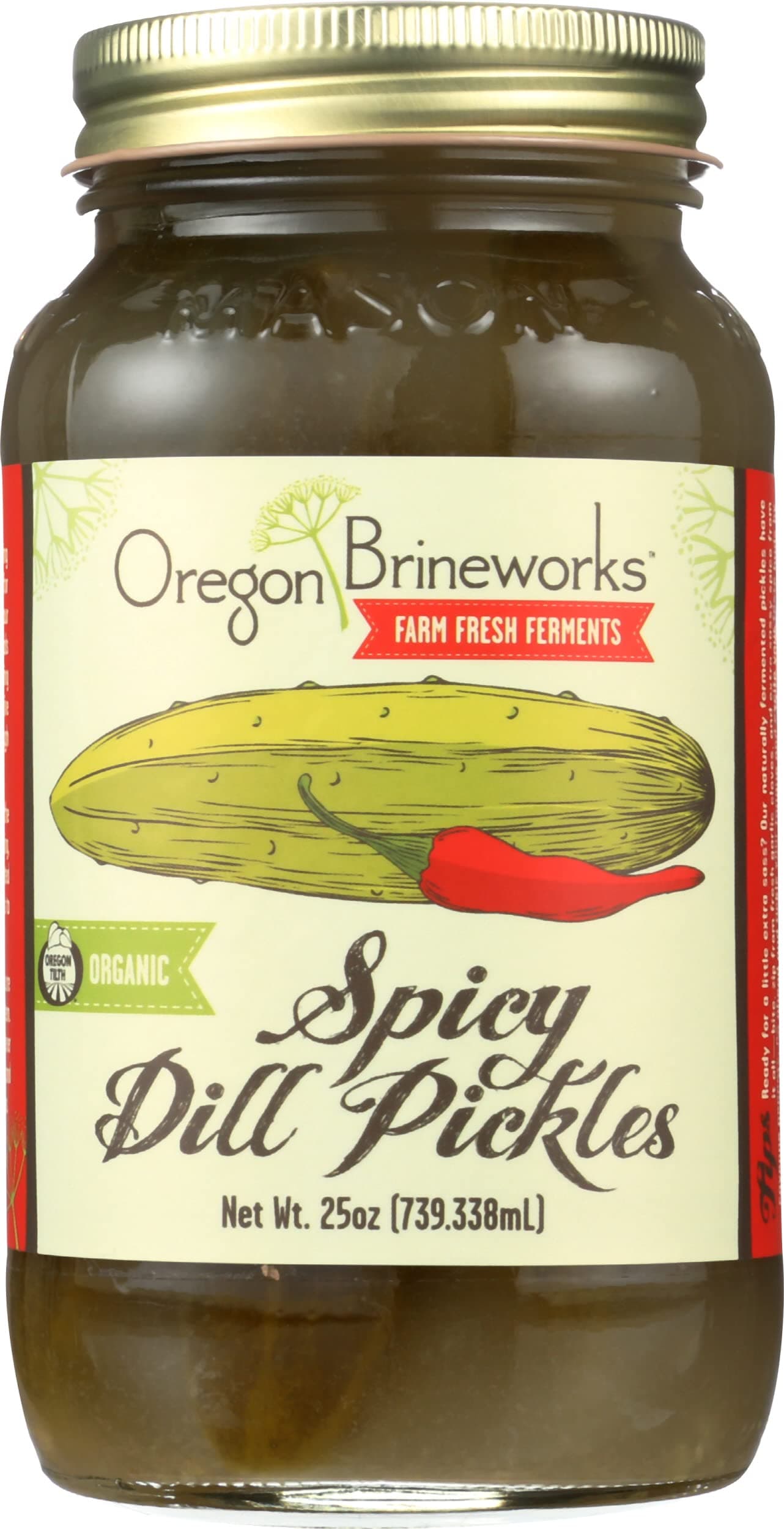 OREGON BRINEWORKS Organic Spicy Dill Pickle, 24 OZ