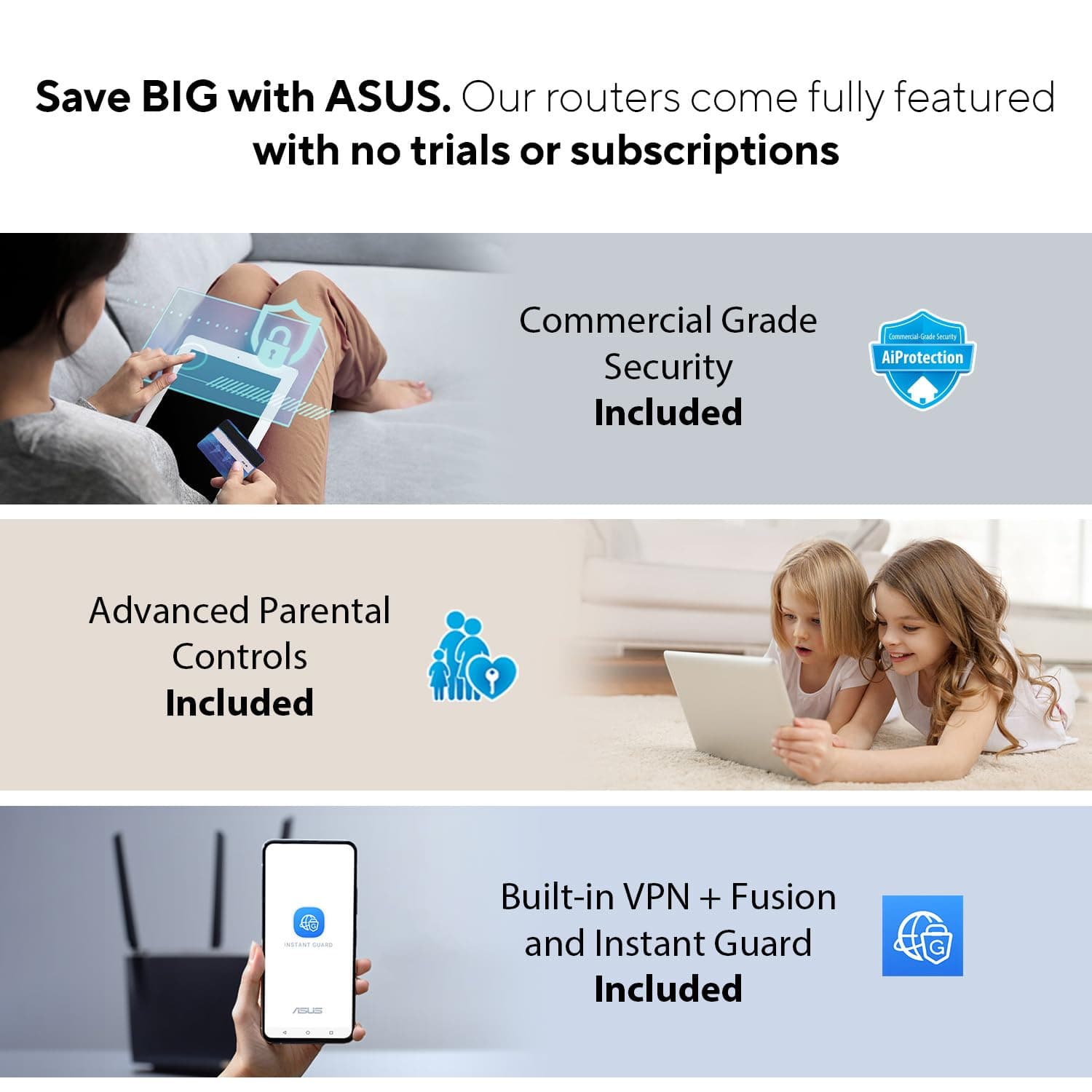 ASUS ZenWiFi AX6600 Tri-Band Mesh WiFi 6 System (XT8 1PK) - Whole Home Coverage up to 2750 sq.ft & 4+ rooms, AiMesh, Included Lifetime Internet Security, Easy Setup, 3 SSID, Parental Control, Charcoal
