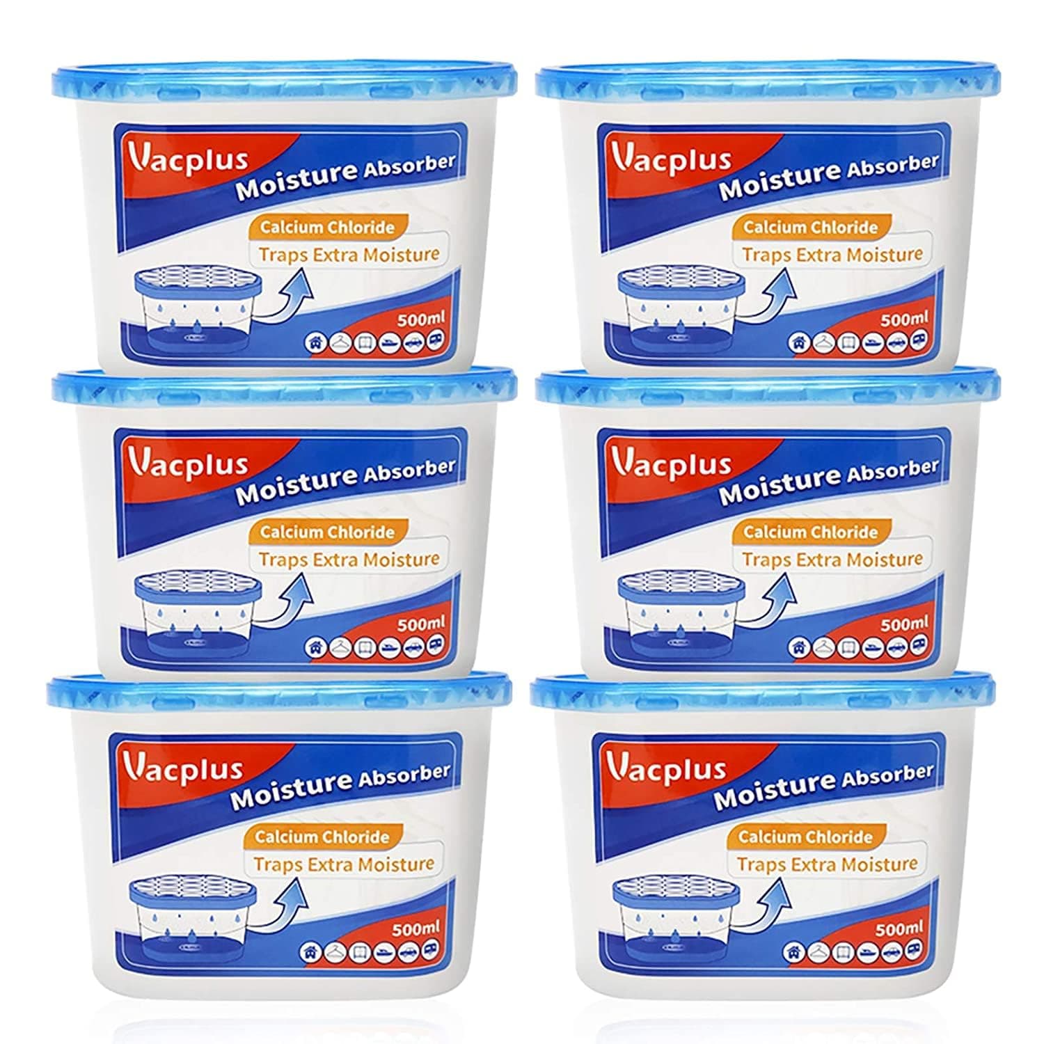 Moisture Absorbers 6 Pack, Portable Humidity Absorber Boxes for Your Bathroom, Closet & Car, Dehumidifier with Fragrance Free, 10.5 Oz