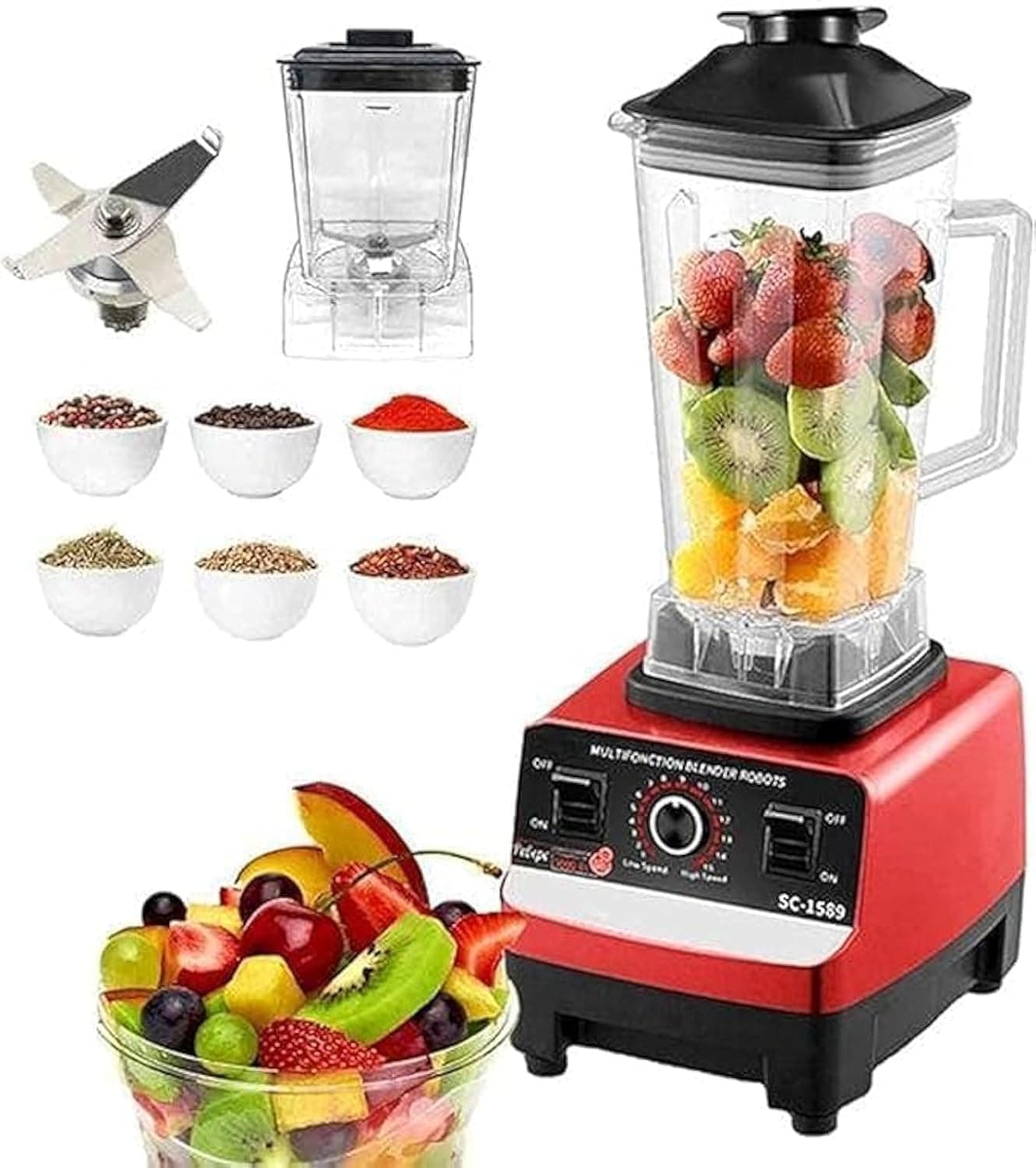 COOLBABY Multi Blender: 4500W, 2.5L jar, 15-speed timer for smoothies, ice crushing, and food processing.
