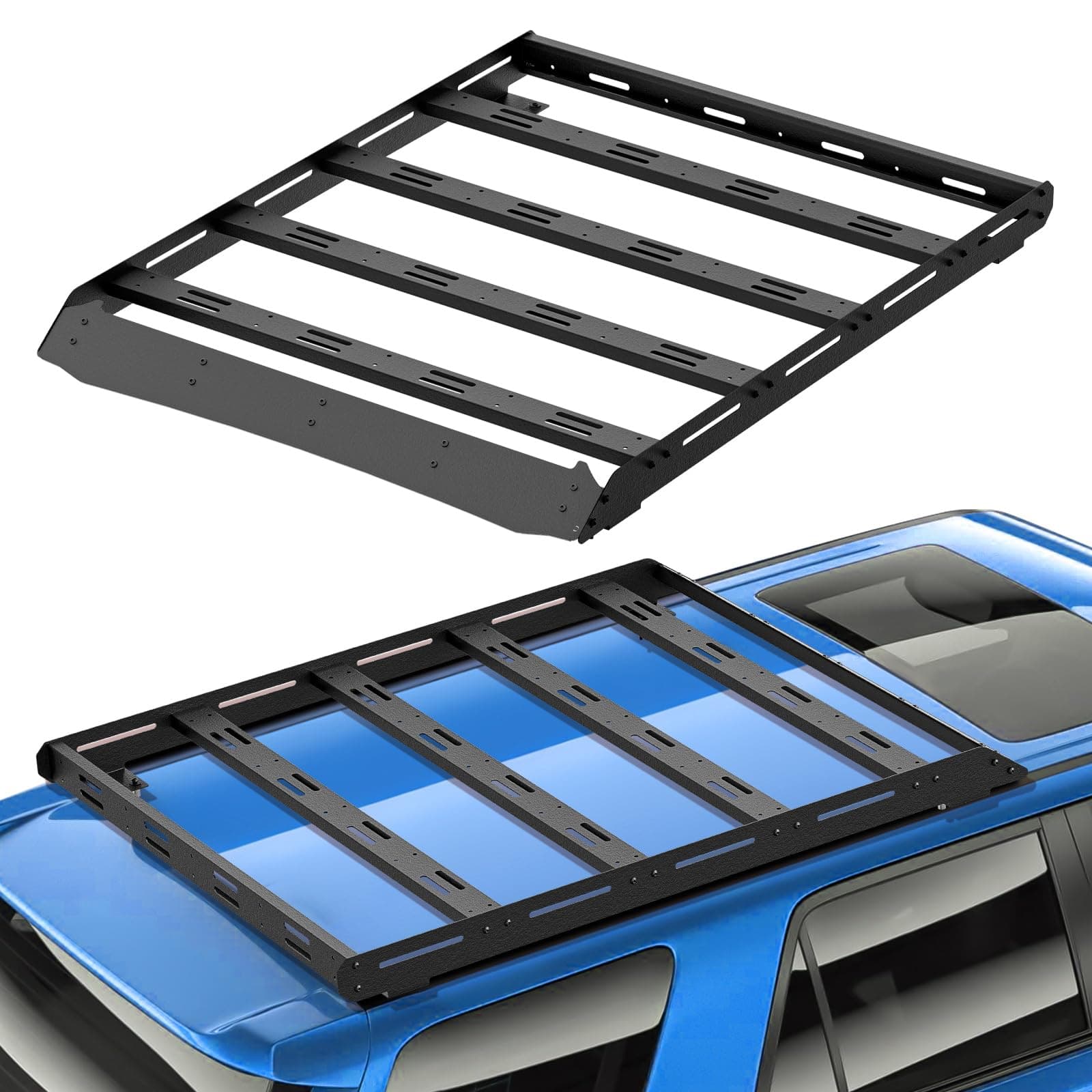 3/4-Length Roof Rack Cargo Basket Compatible with 2010-2024 Toyota 4Runner 5th Gen Cargo Carrier, Streamlined Heavy-Duty Overland Rooftop Luggage Storage Holder Cargo Racks, 350 LBS Capacity