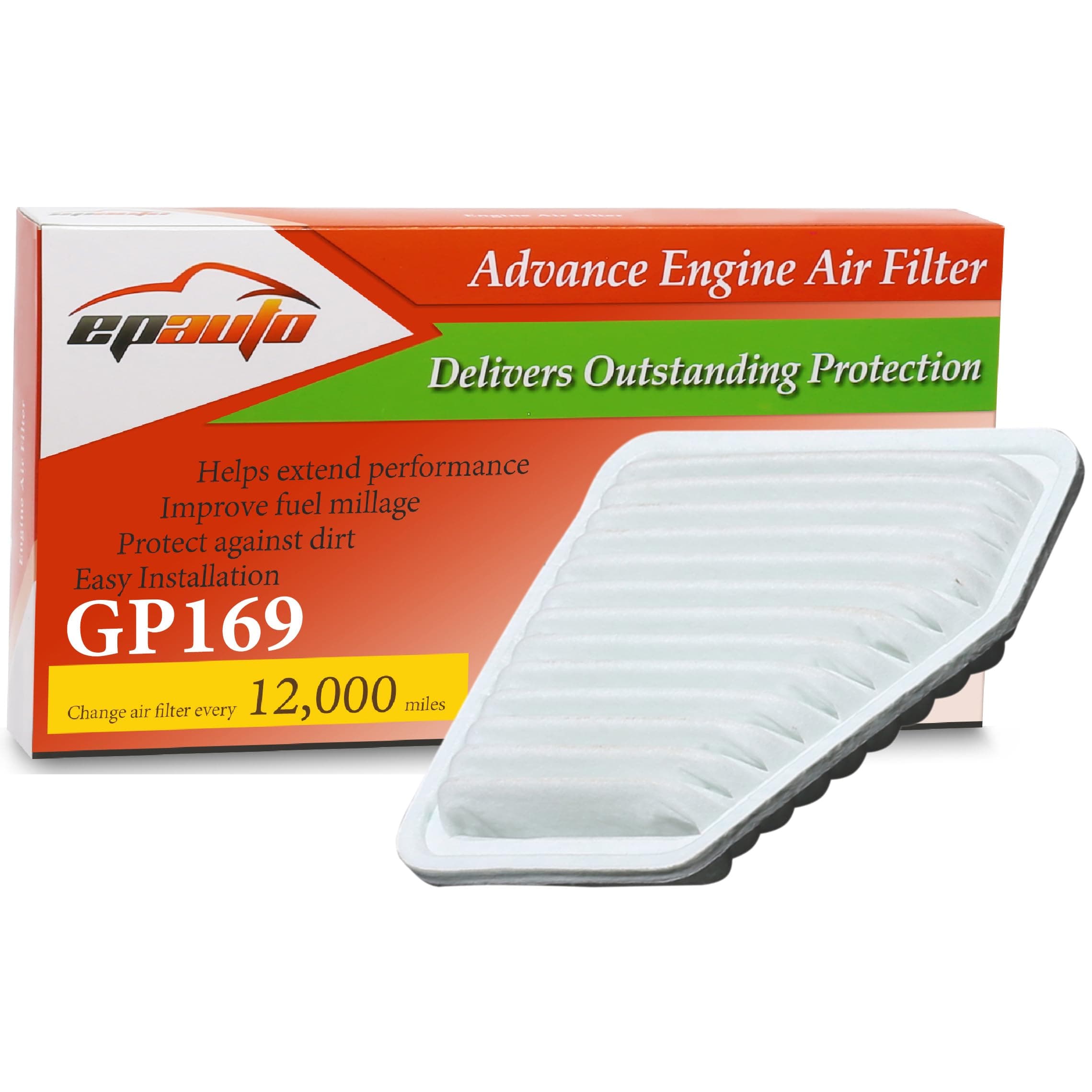 EPAuto GP169(CA10169) Replacement for Toyota/Lexus/Scion Rigid Panel Engine Air Filter for Camry V6(2007-2011), RAV4(2006-2012), Matrix(2009-2013), Venza(2009-2015),Avalon(2005-2012),tC(2011-2016)