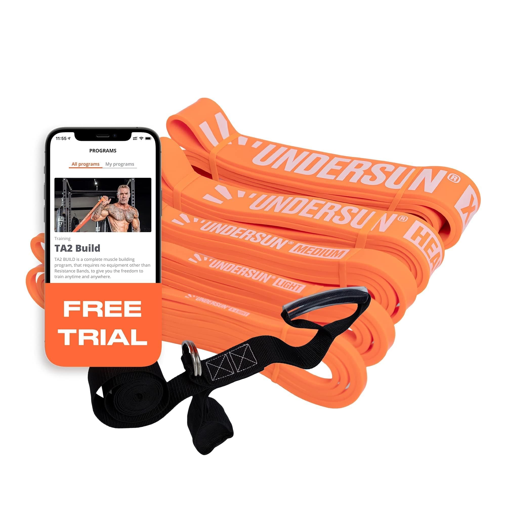 Fitness Resistance Loop Exercise Bands. Set of 5 Pullup Assistance Workout Bands with Free Week Workout Program & Door Anchor. Stretching, Mobility & Powerlifting Resistance Bands