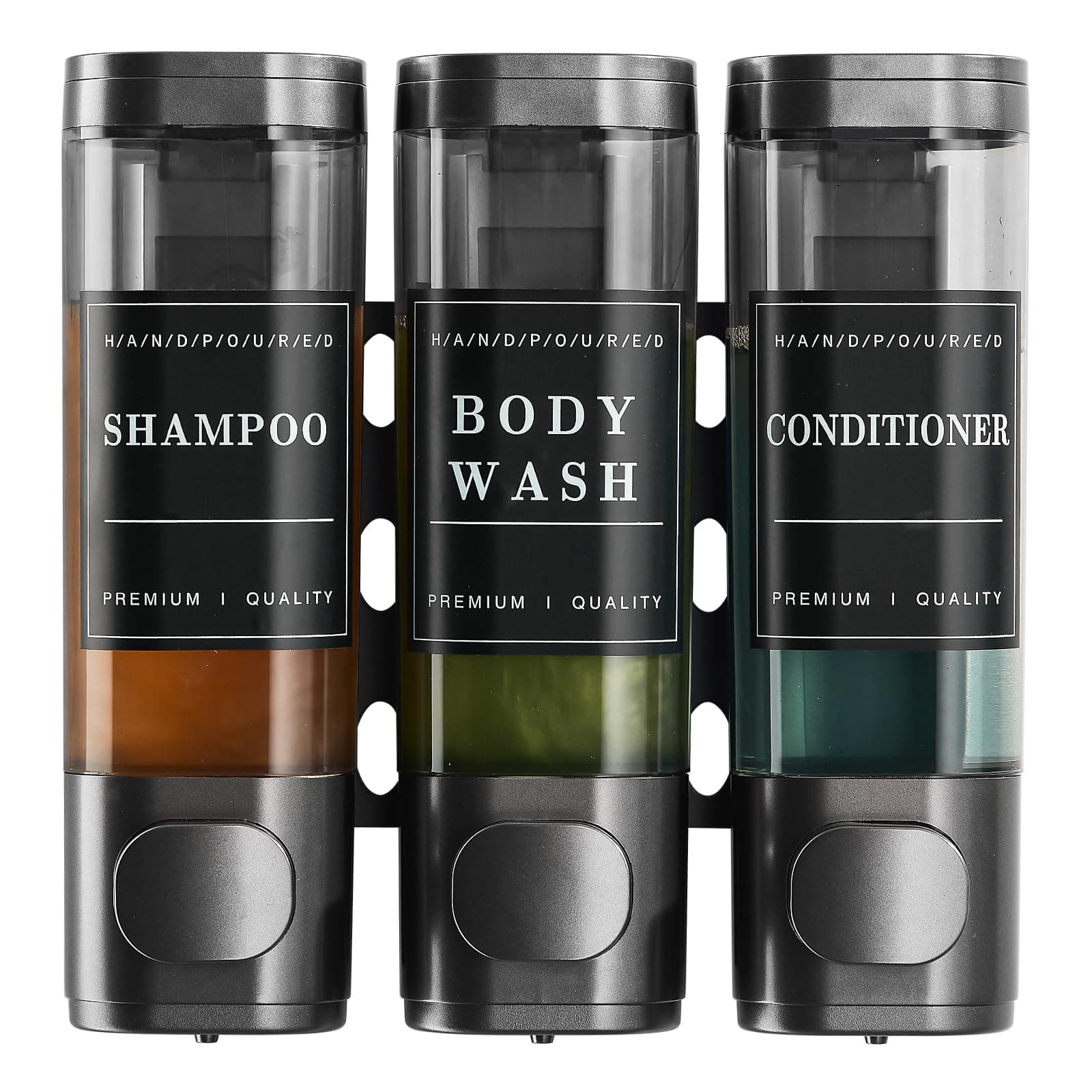 Shower Soap Dispenser Wall Mounted No Drill Shampoo Dispenser for Shower Wall Shampoo and Conditioner Dispenser Bathroom Hotel 3 * 300ml Gungray