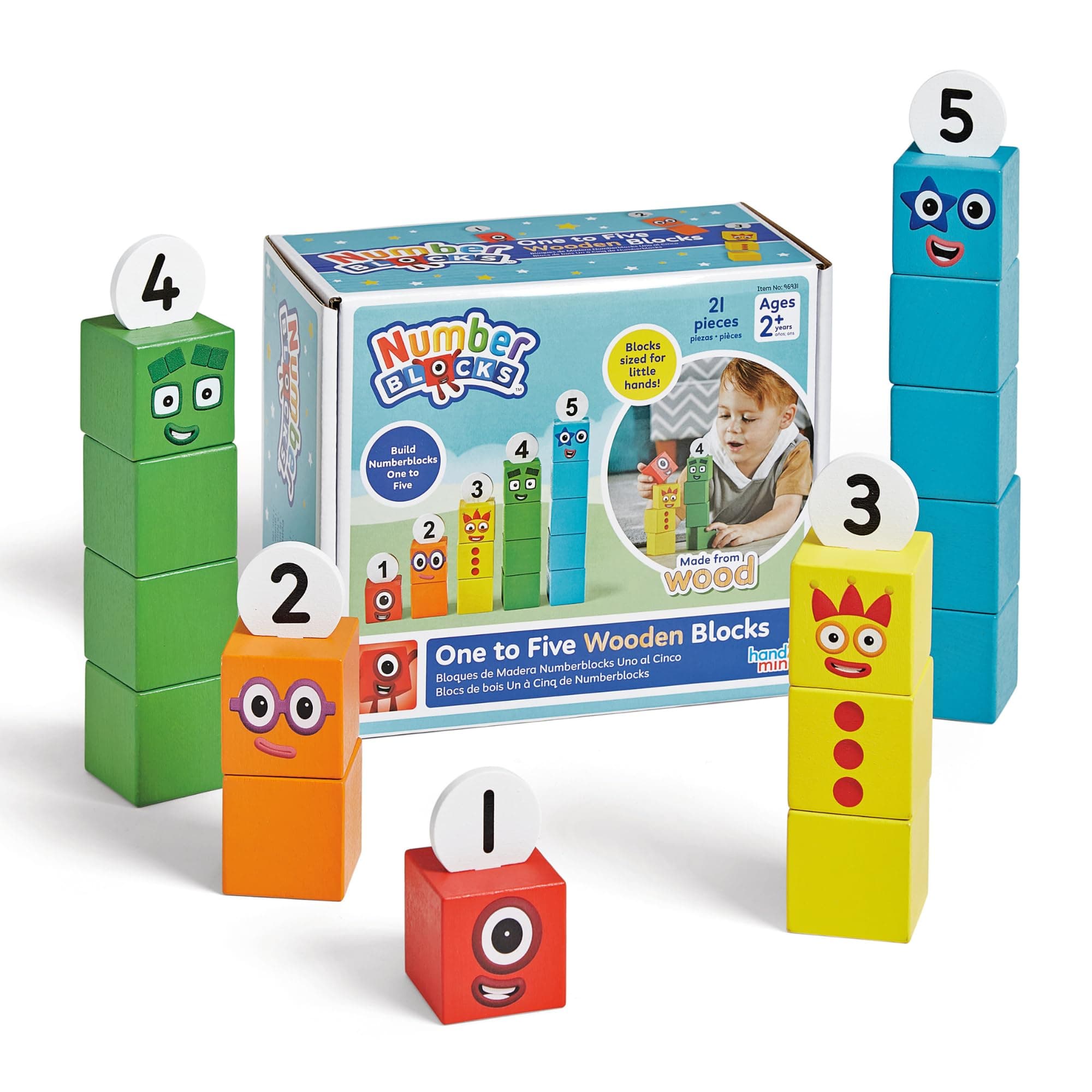 Learning Resources Numberblocks One to Five Wooden Blocks, Wood Stacking Toy, Colour Sorting Counting Cubes, Numbers for Toddlers, Preschool Maths Toys, Toddler Learning Activities, Kids Birthday Gift