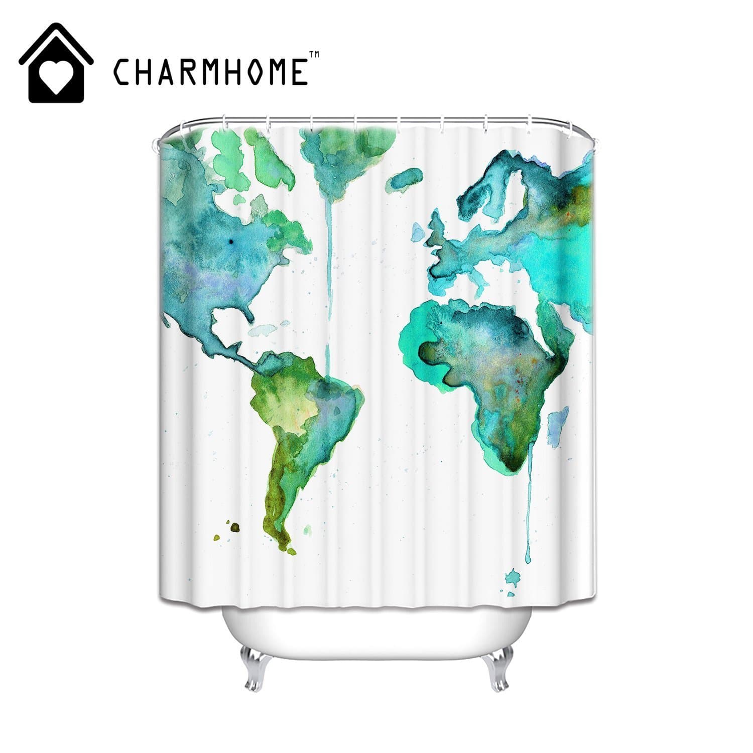 Select Rise Vintage World Map WaterProof Polyester Fabric 67" x 72" Shower Curtain