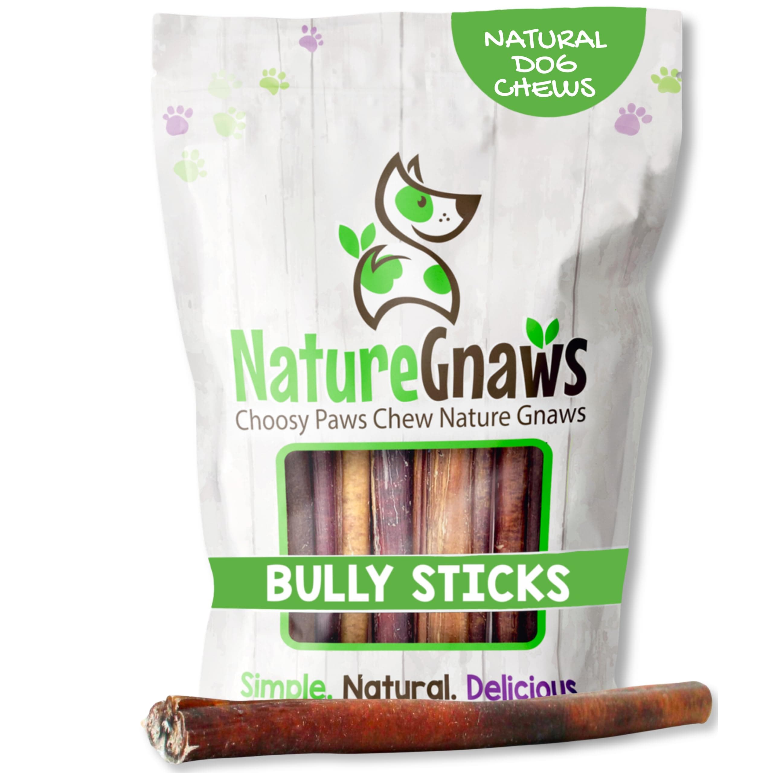 Nature Gnaws Bully Sticks for Dogs 11-12" (8oz) - Mixed Thickness - Long Lasting for Aggressive Chewers and Large Dogs - Natural Beef Dog Chew Bones