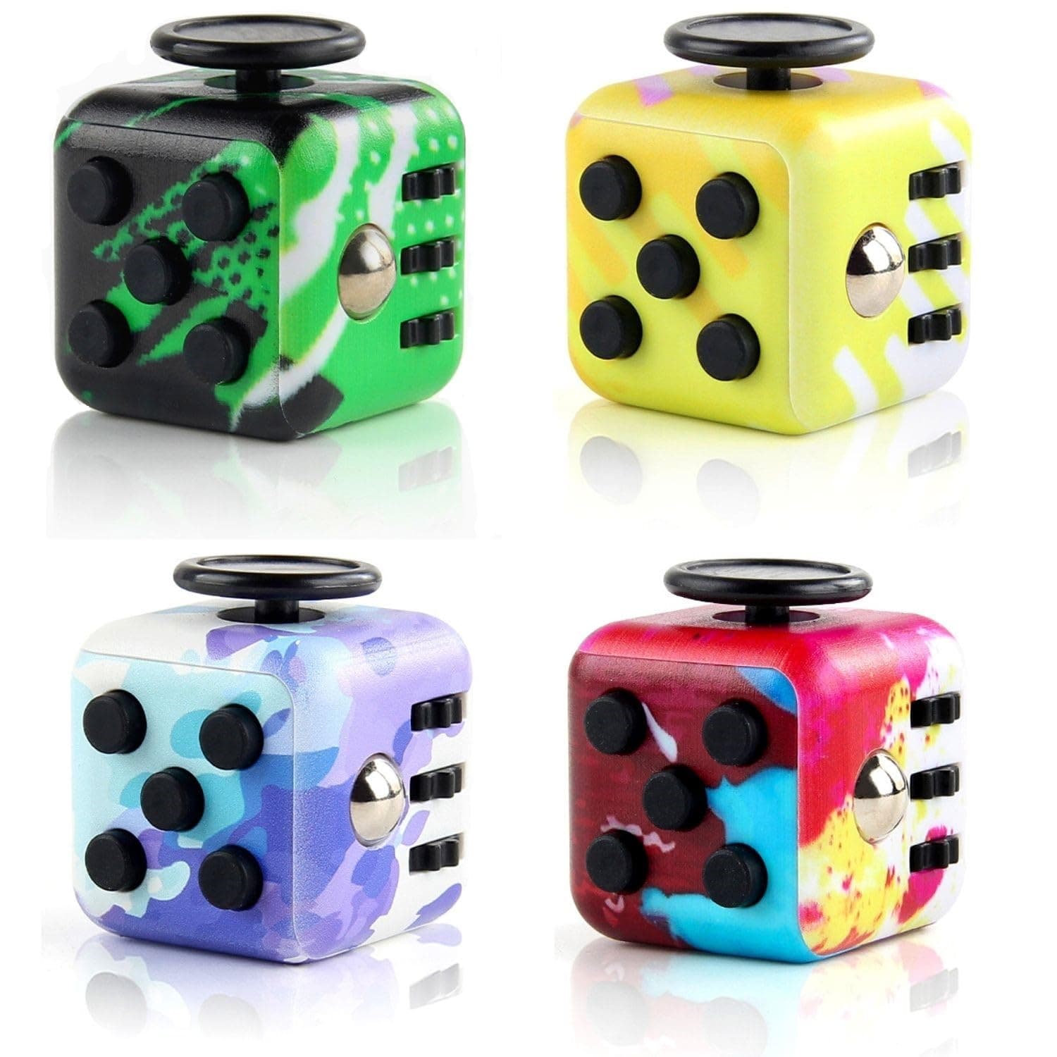 4 x Fidget Toy Cube, Anti-Stress Cube Toy, Stress Relieving Purple Sensory Toy for Adults and Children to Relieve Anxiety