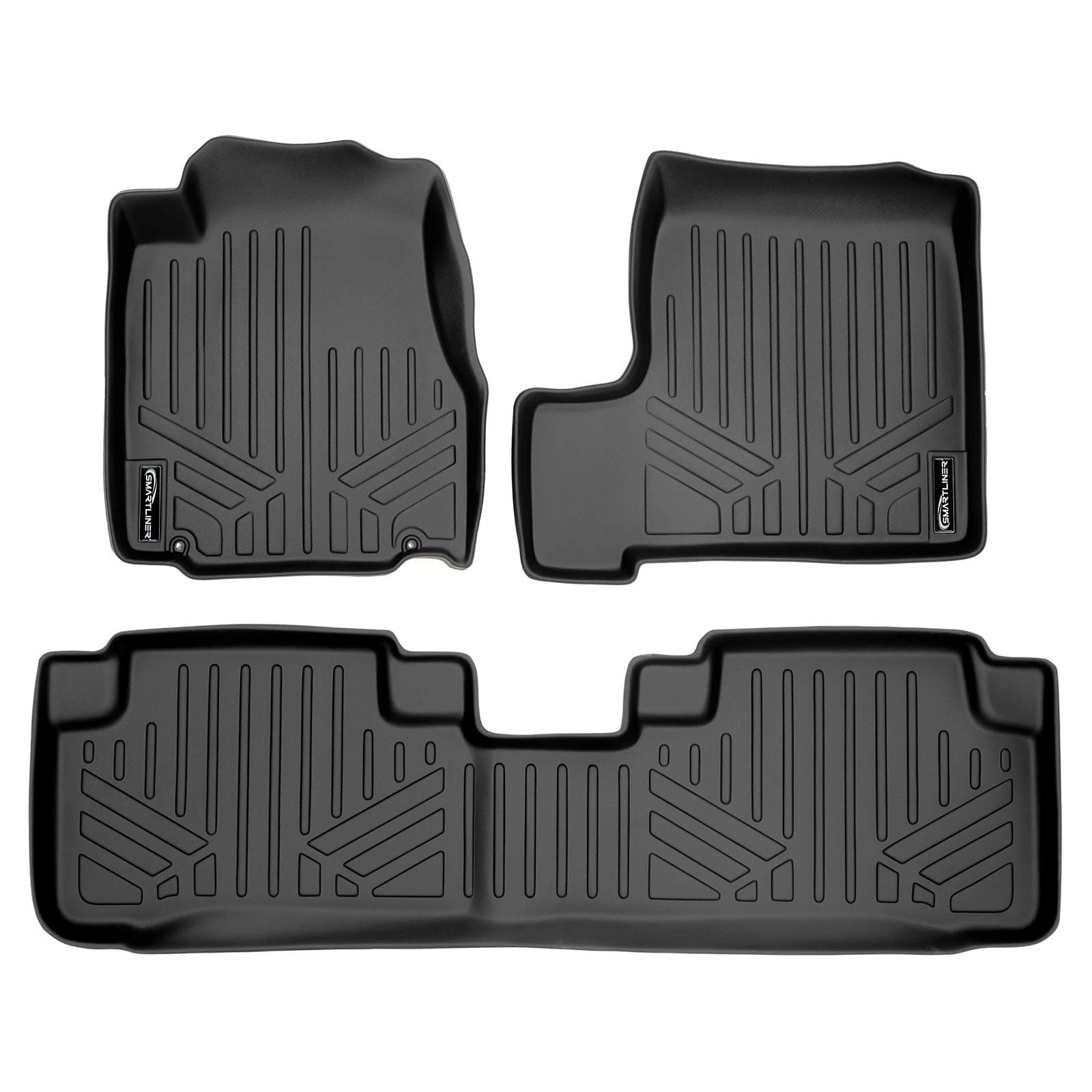 Custom Fit Floor Mats 2 Row Liner Set Black for 2007-2011 Honda CR-V