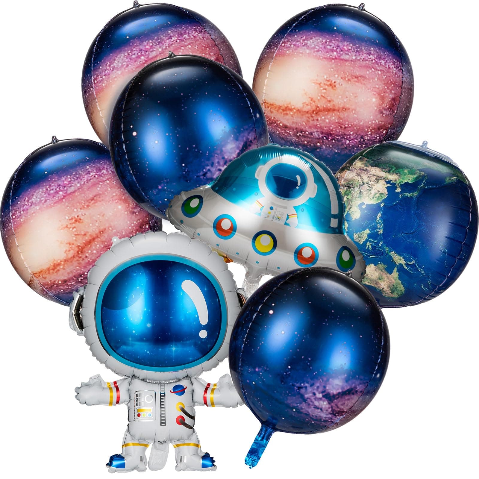 Civaner 8 Pieces Galaxy Space Balloons Large Outer Space Cartoon Balloons Inflatable Rocket Astronaut Earth Spaceship Planet Balloons Space Themed Party Supplies for Galaxy Birthday Party Photo Booth