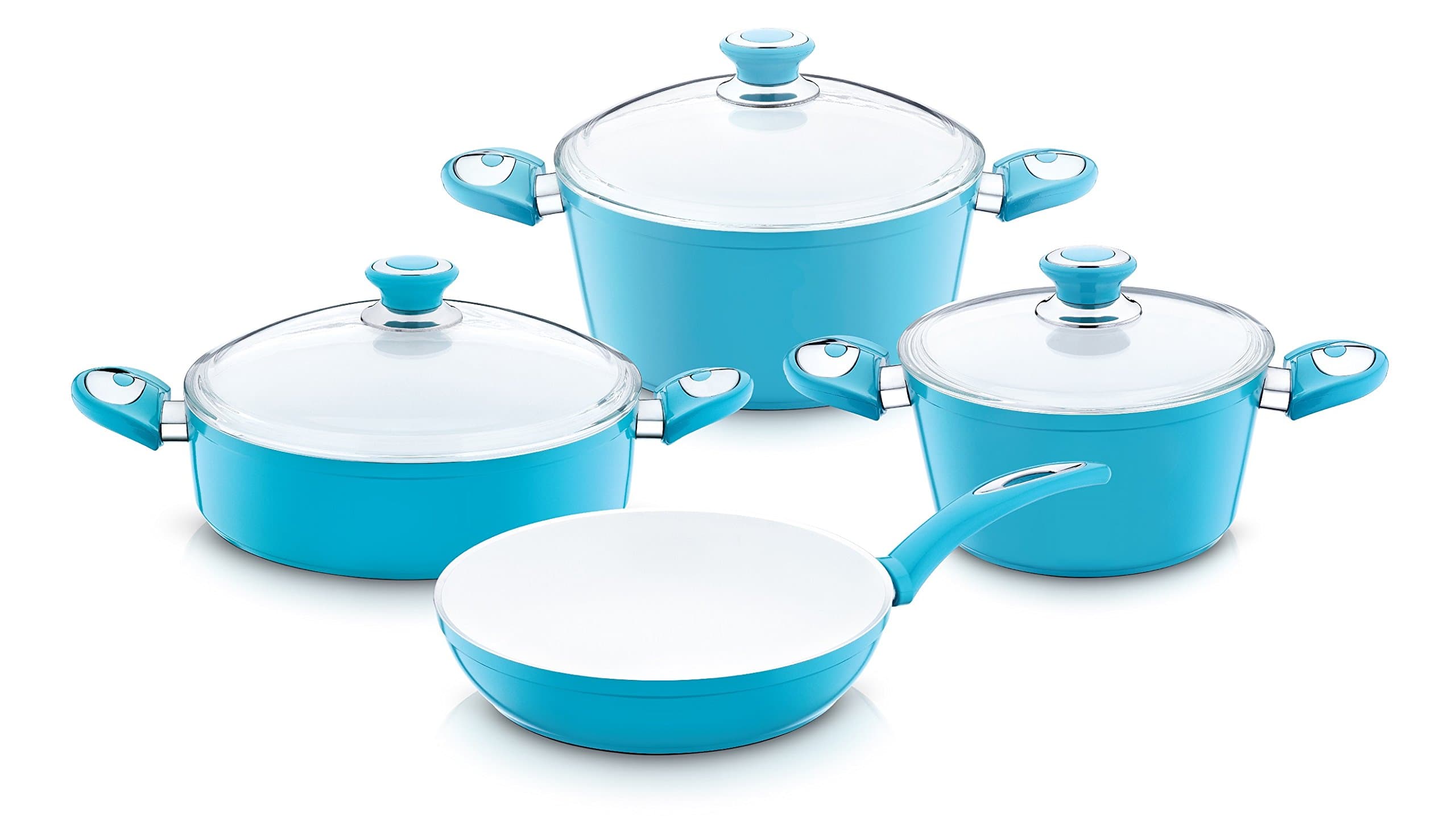 Nouval Non-Stick Ceramic Coated Cooking Set, Turquoise