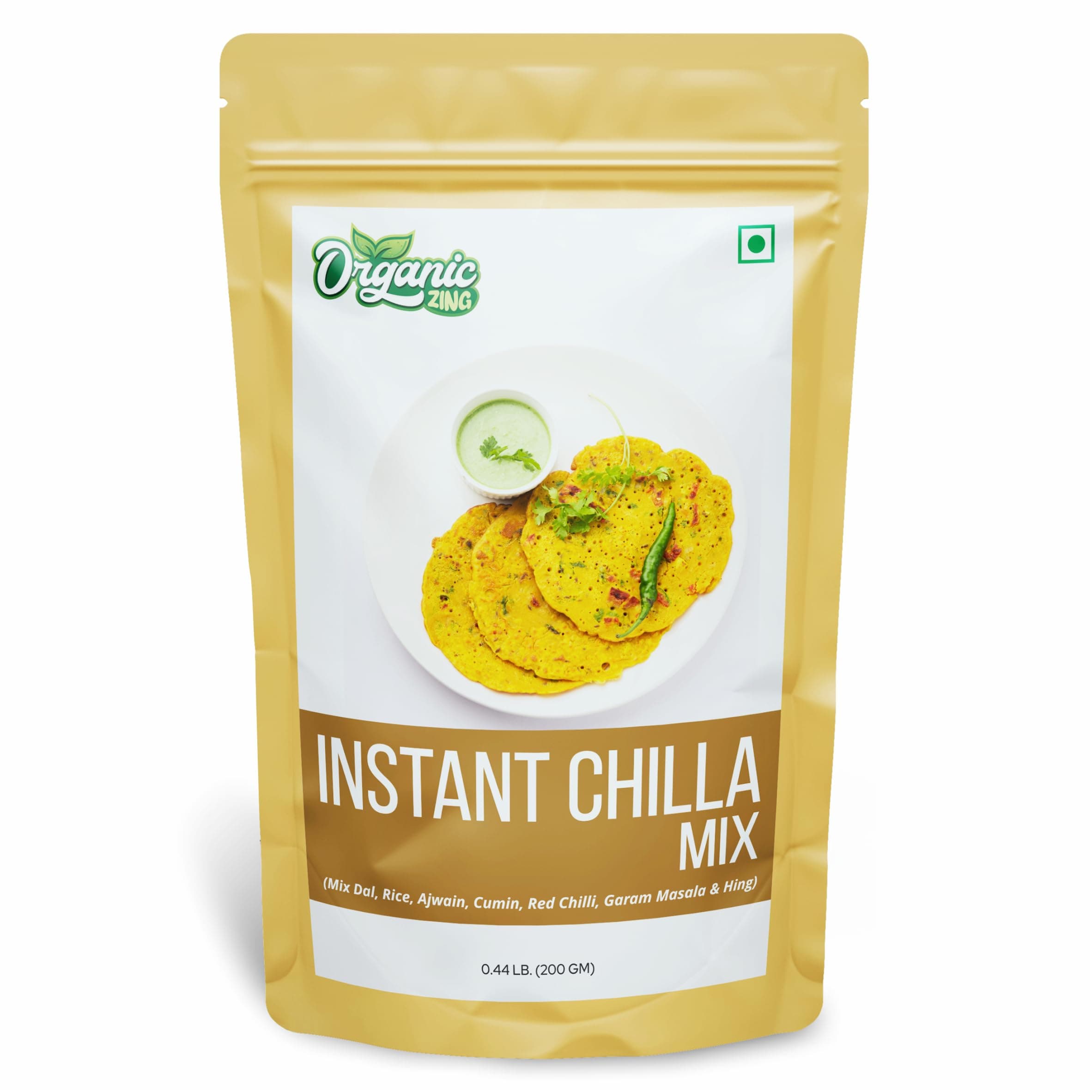 Organic Zing Quick and Delicious Instant Chilla Mix | Made with Mixed Dal & Rice | 200g