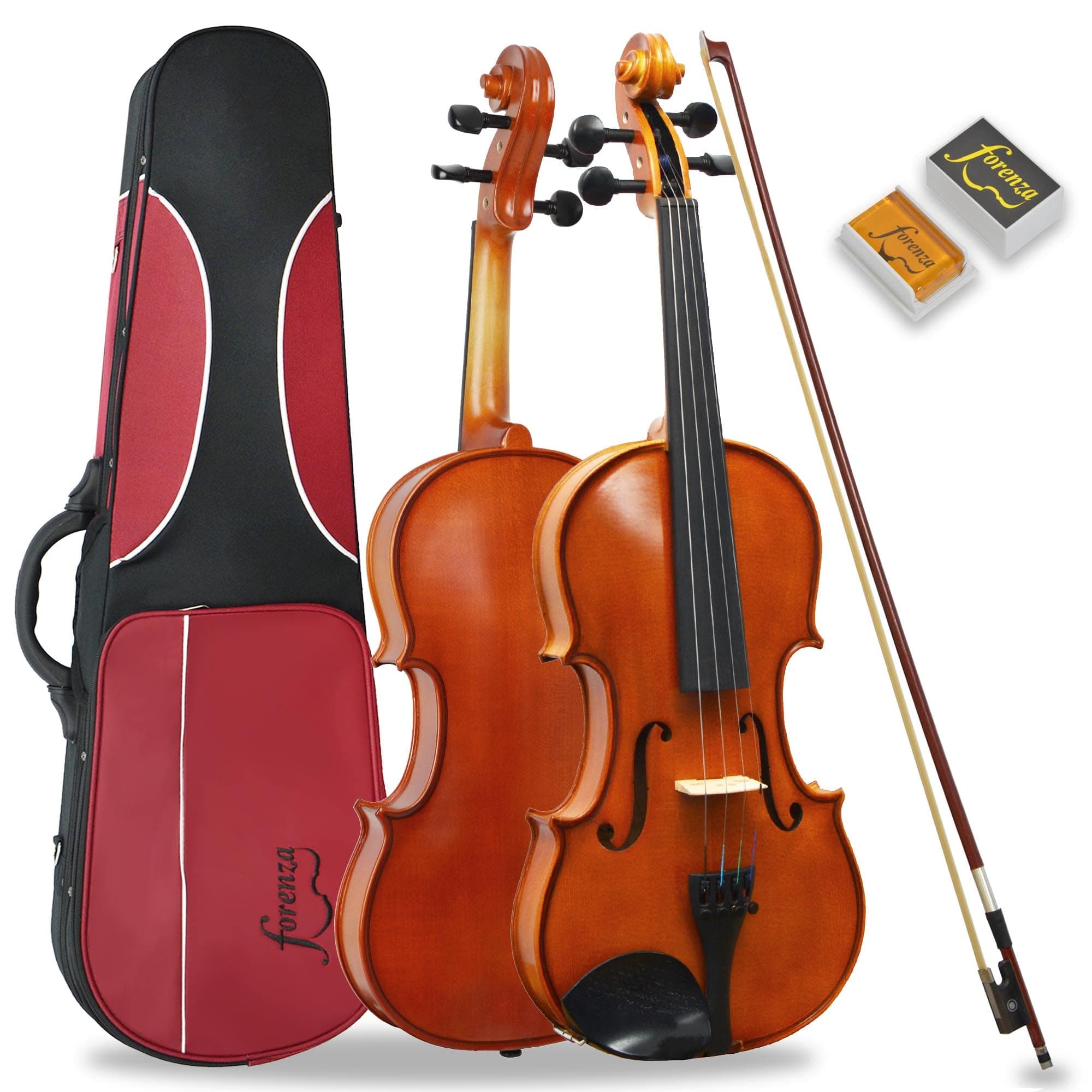 Forenza Prima 2 1/2 Size Violin Outfit with Ebony Fingerboard and Pegs, Lightweight Hard Case, Wood Bow, Rosin, Steel Core Strings
