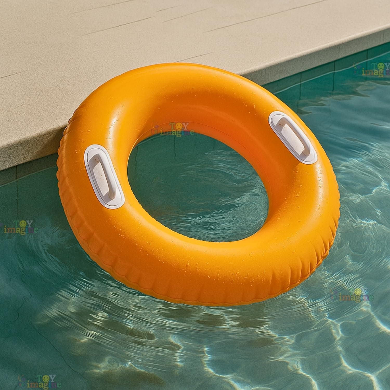 Toy Imagine Inflatable Float Tube Ring for Swimming Pool for 8 Years and Above | Swim Float Tubes with Handle for Fun Pool Party for Kids and Adults (Orange,Green, Pink)