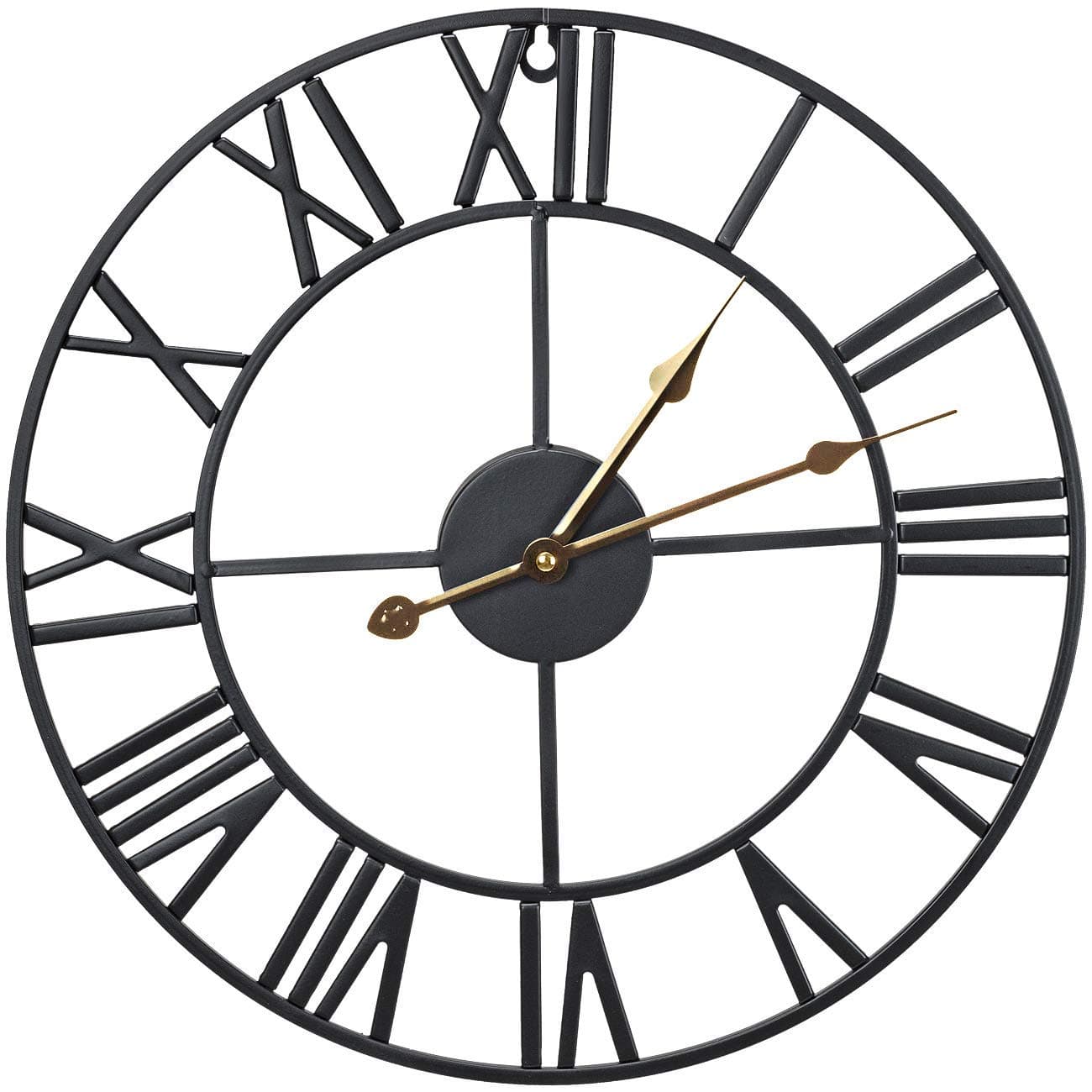 Sorbus Wall Clock, 16" Round Oversized Centurian Roman Numeral Style Home Décor Analog Metal Clock (Black)