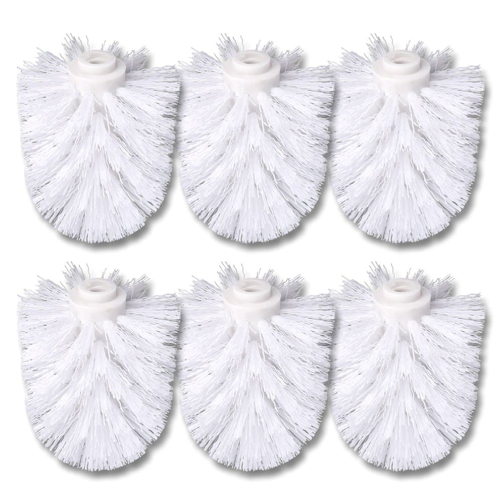 Schramm 6 pack replacement toilet brush head, white brush head, interchangeable with toilet brush, white pack of 6 replacement toilet brushes