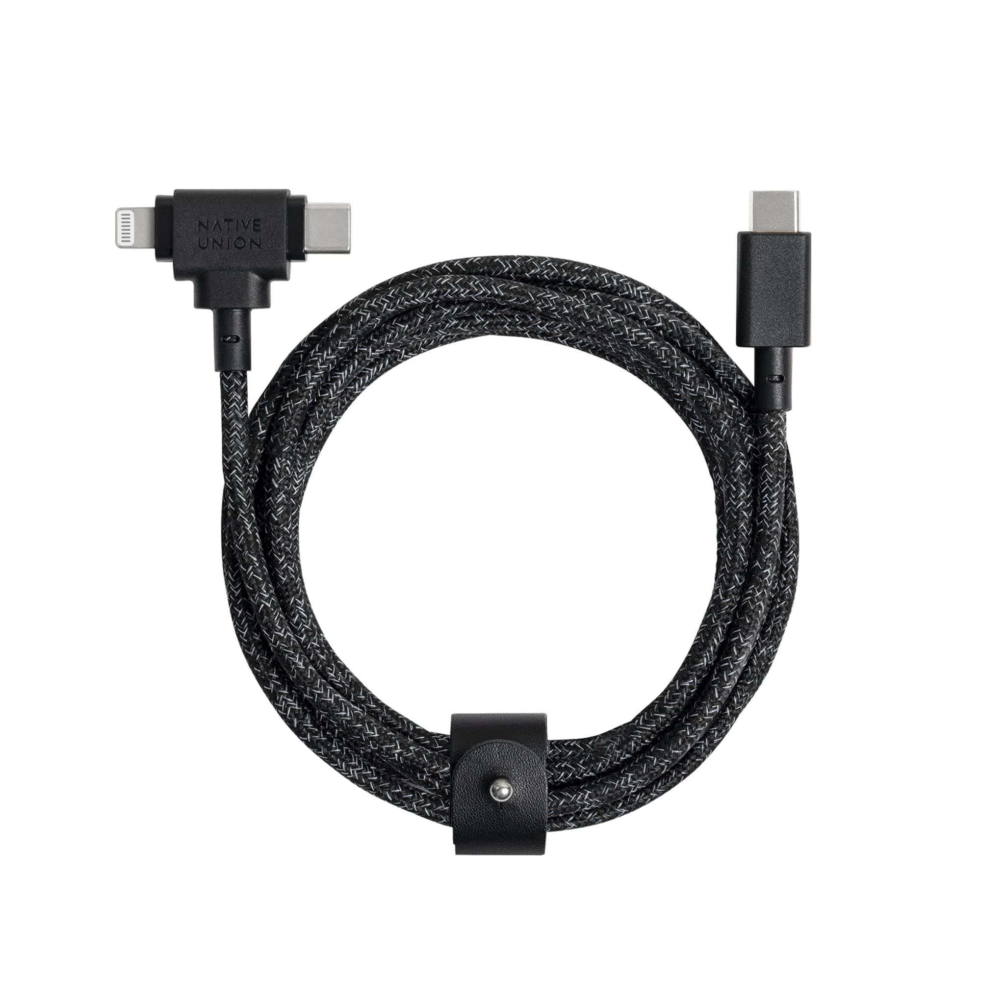 Native Union Belt Cable Duo – 1.5m/5ft Ultra-Strong Braided Universal Charging Cable – Made with Recycled Material – 2-in-1 Multi-Device MFi Certified Connector for Lightning & Type-C devices (Cosmos)
