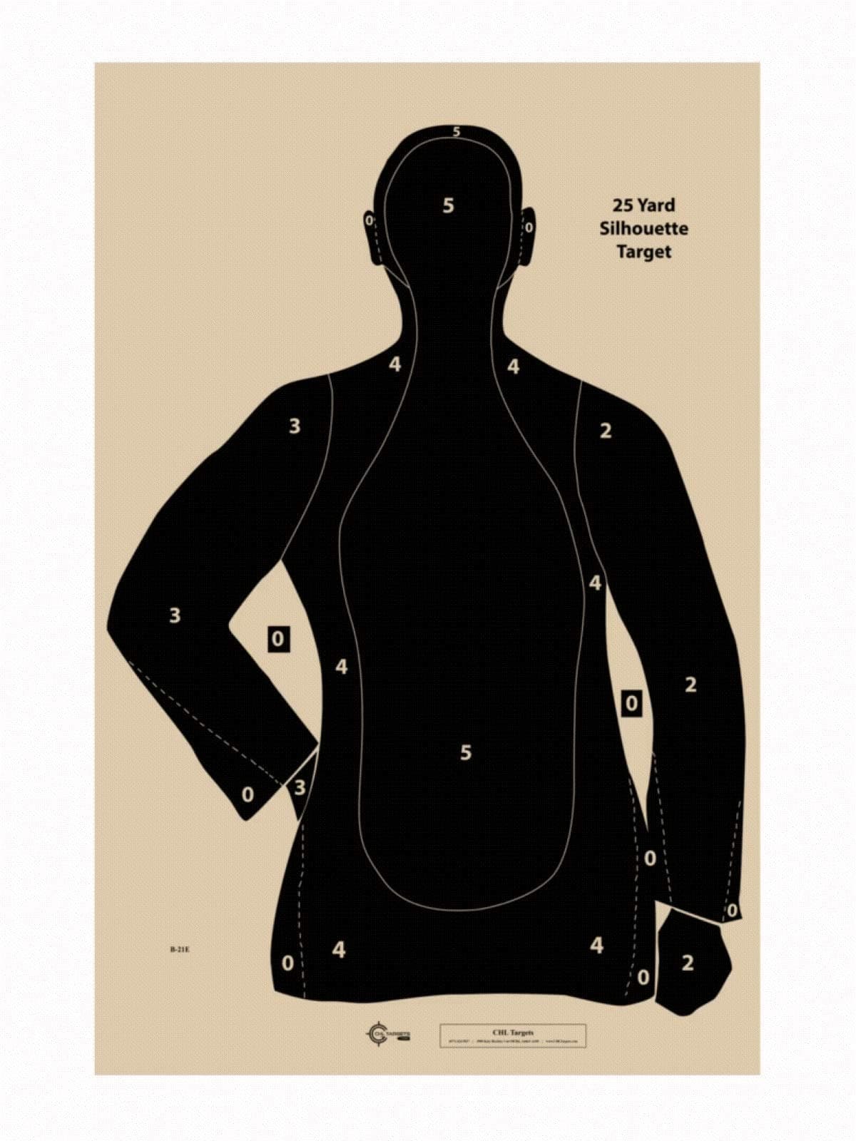 Official NRA B-21E Target, 21 Yard Target, Shooting Paper Targets, 22.5" x 35", Police Silhouette, Bulk Targets