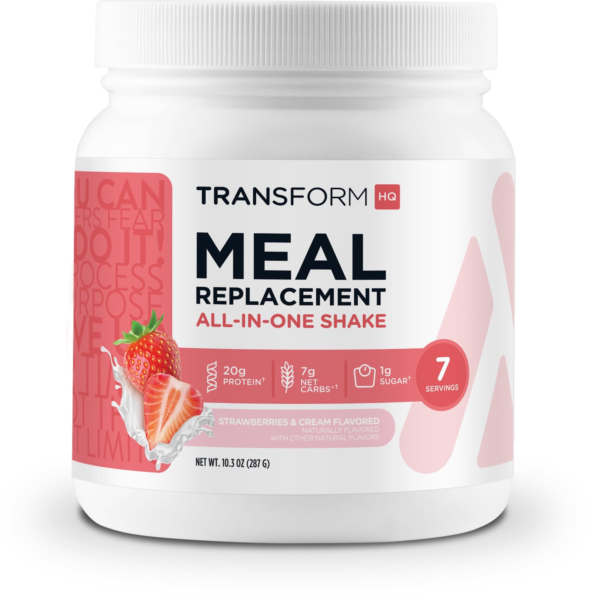 Meal Replacement Shake Powder 7 Servings (Strawberry & Cream) - Gluten Free, Non-GMO