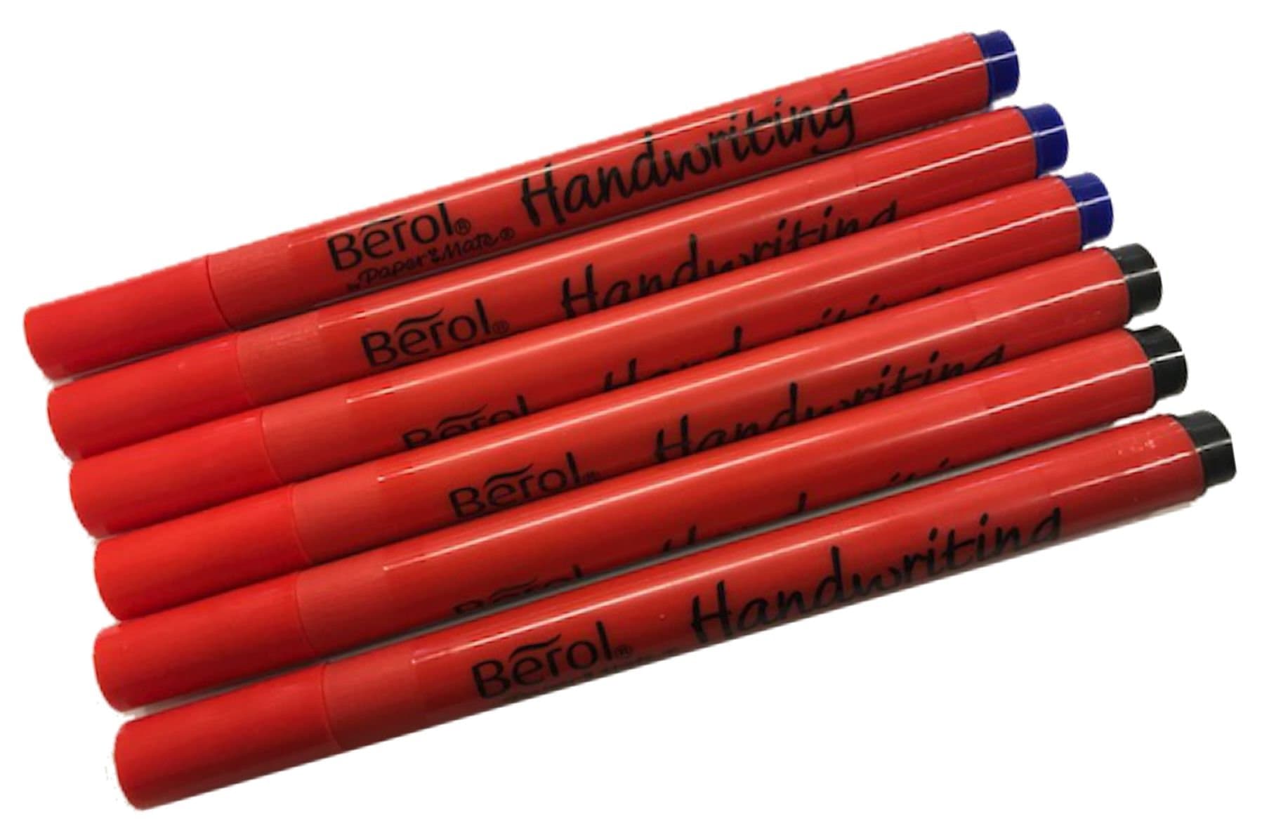 BerolHandwriting Pen Stick - 3 Blue & 3 Black