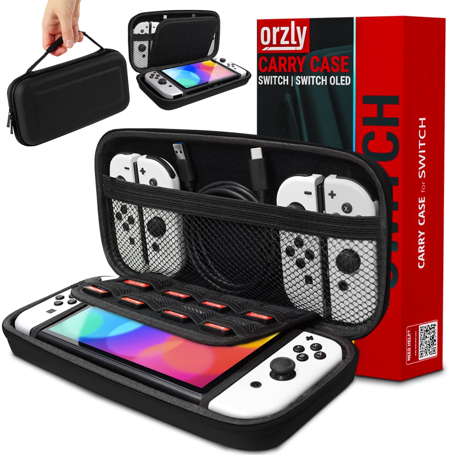 Orzly Carry Case Compatible With Nintendo Switch - Protective Hard Portable Travel Carry Case Shell Pouch for Nintendo Switch Console & Accessories