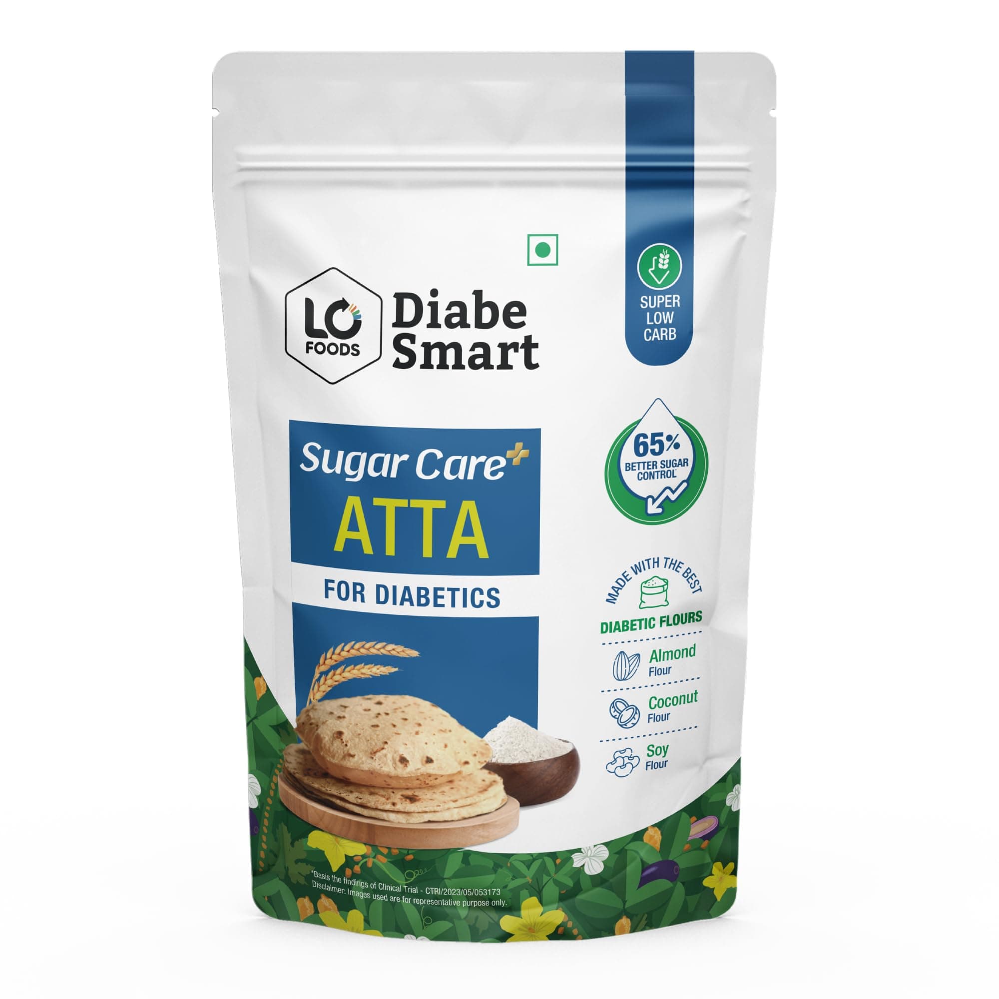 DiabeSmart Sugar Care Plus Atta 1 KG, Sugar Control Plus Flour for Diabetes Management, 65% Lower Glycemic Load Low GI Atta, 5 Superfood & Seed Multigrain Atta for Better Sugar Release Control